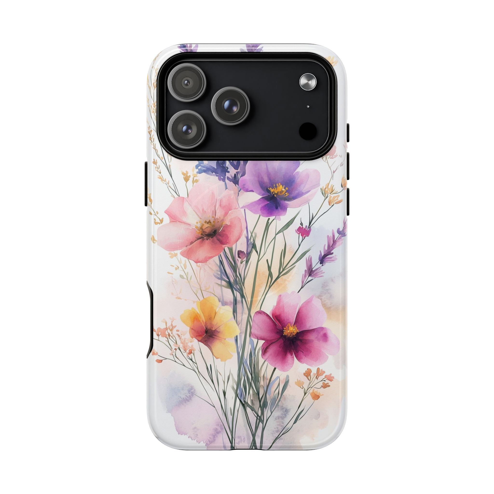 Custodia MagSafe per iPhone con motivo floreale ad acquerello | Bouquet pastello