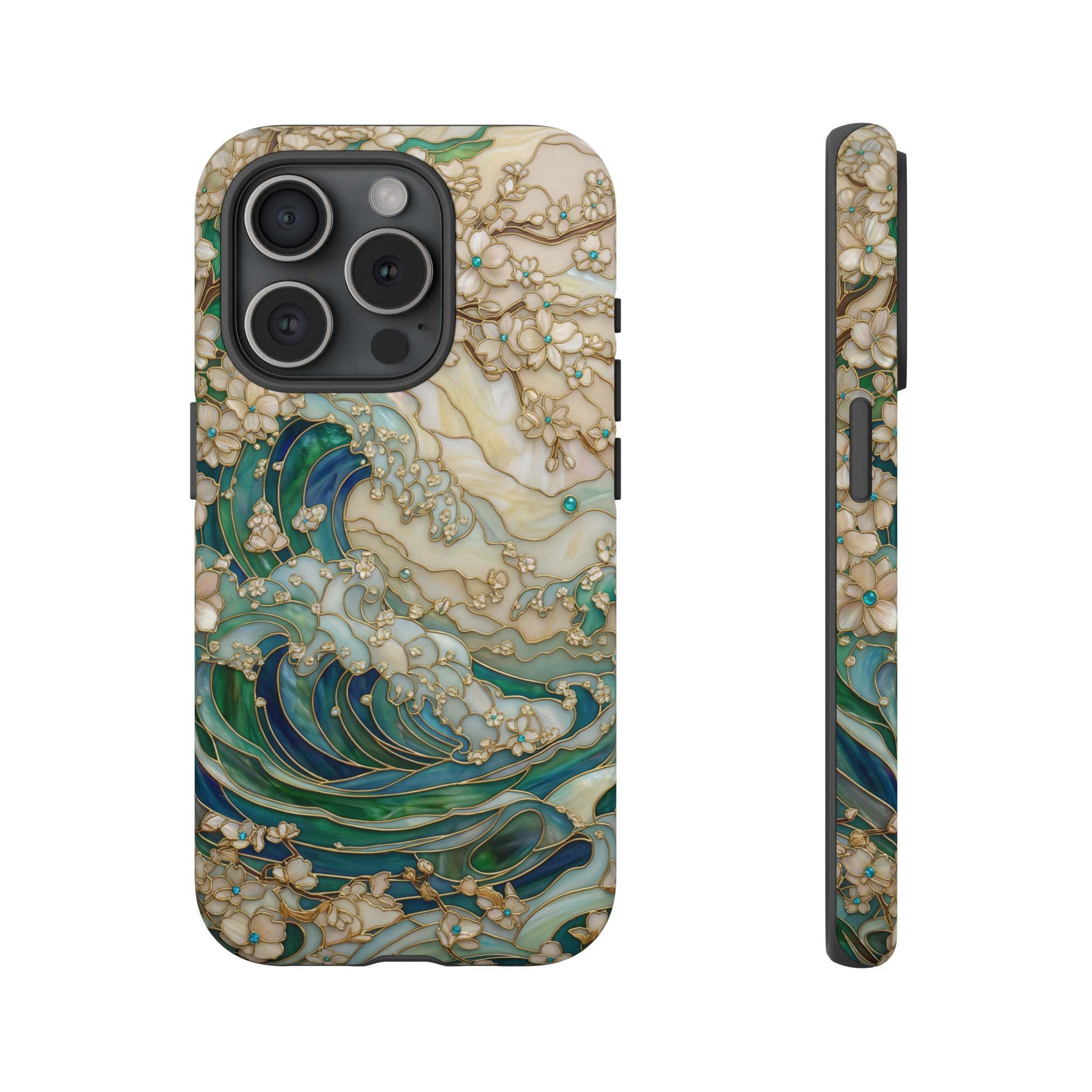 Elegant Ocean Wave Floral Art iPhone Case
