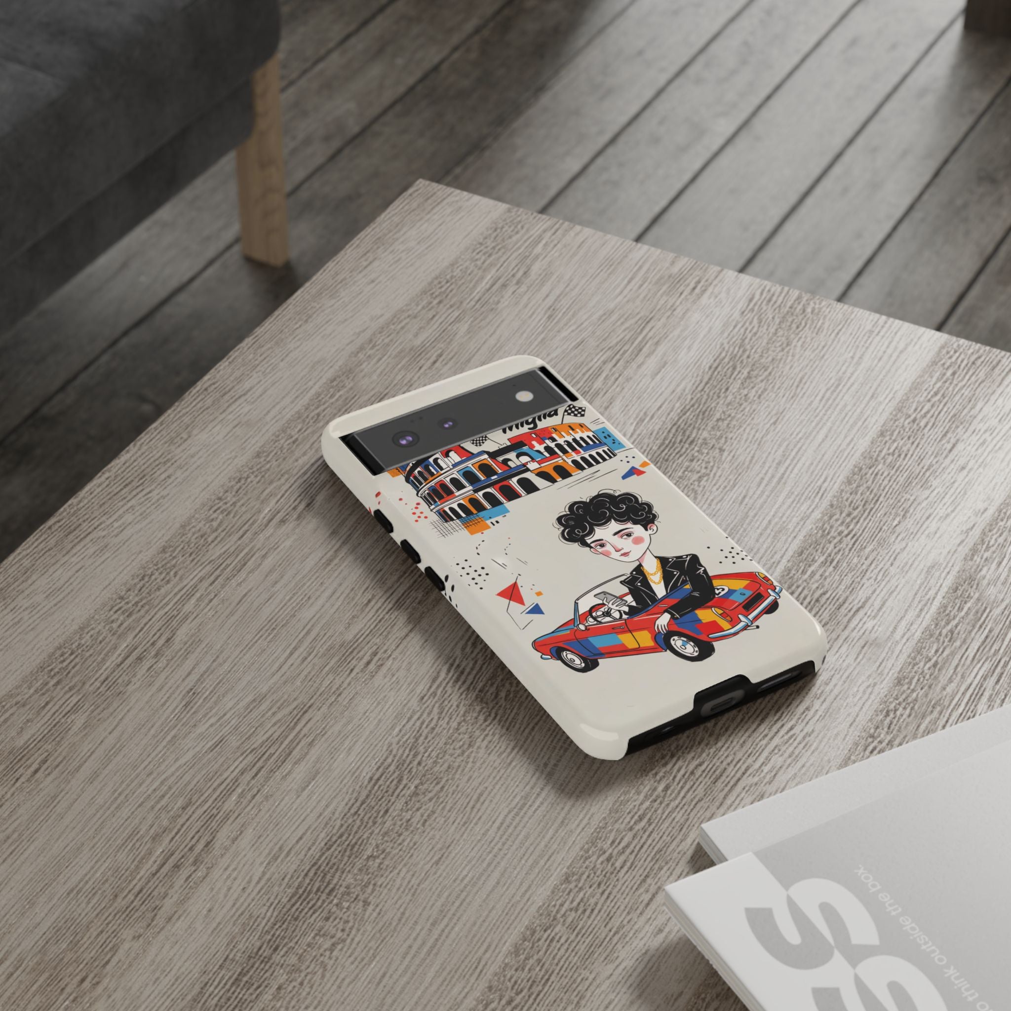 Retro Mille Miglia Car Illustration with Driver Google Pixel Phone Case