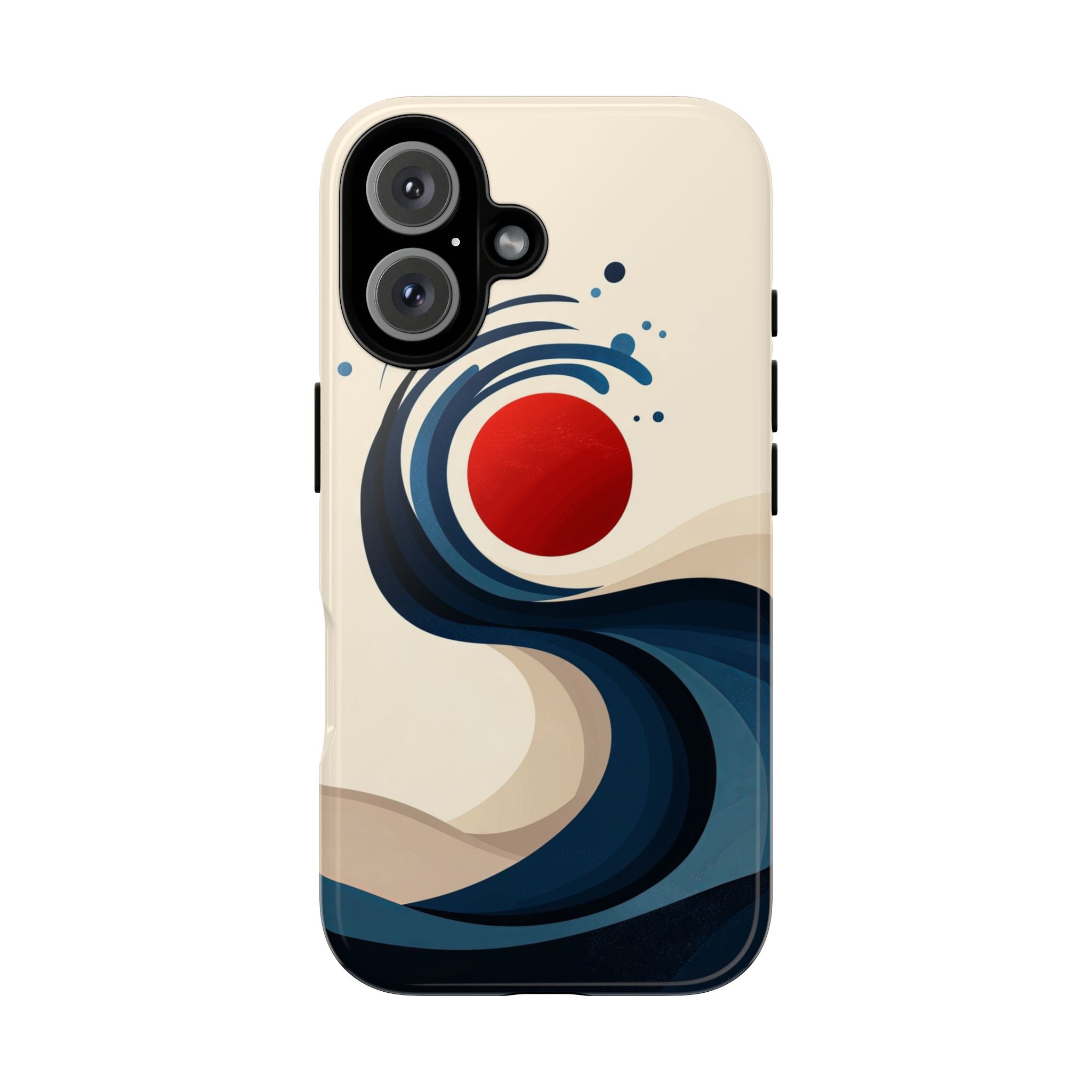 Abstract Wave iPhone Case | Red Sun Ocean Art