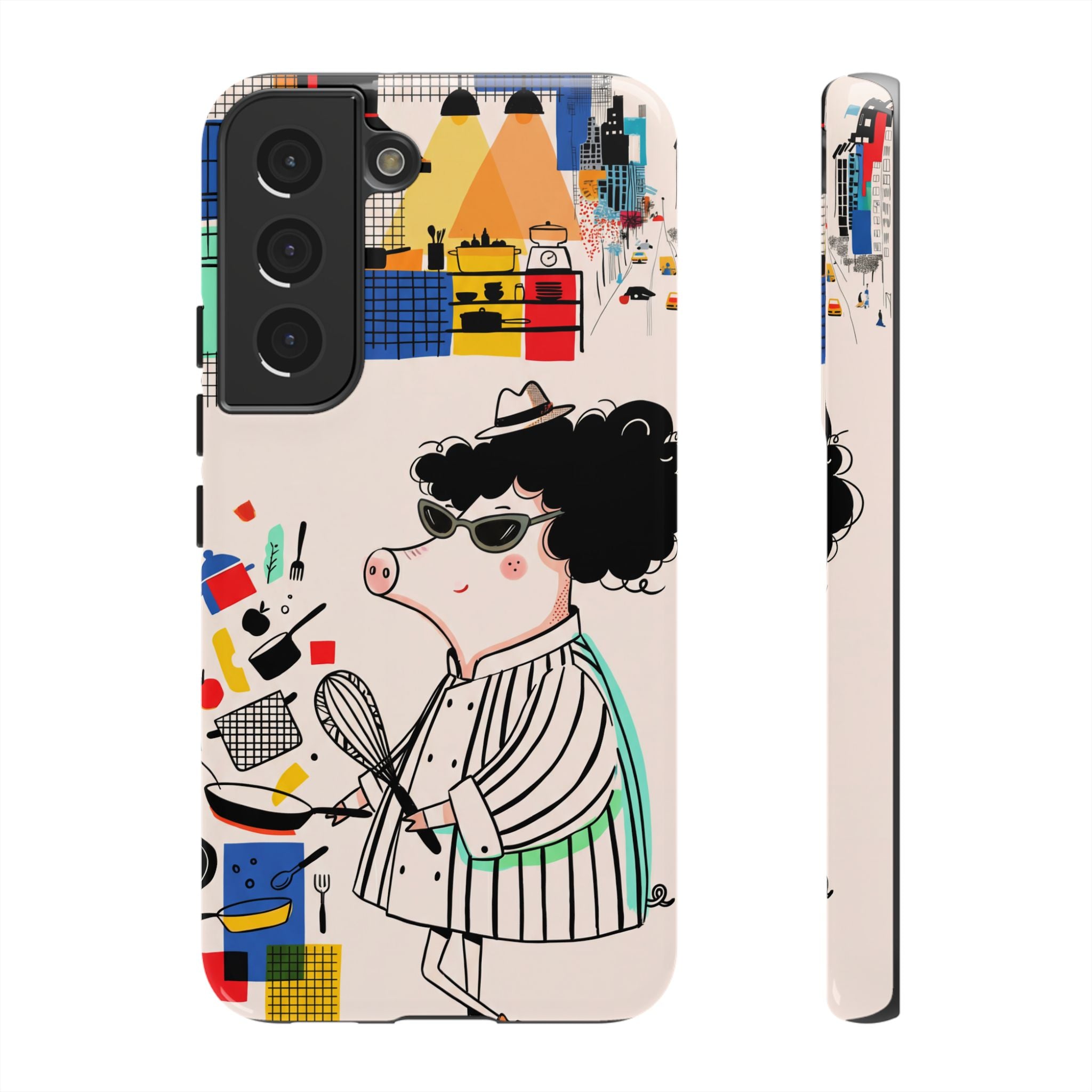 Cute Chef Pig Samsung Galaxy Phone Case | Quirky Cartoon Kitchen Art Tough Case