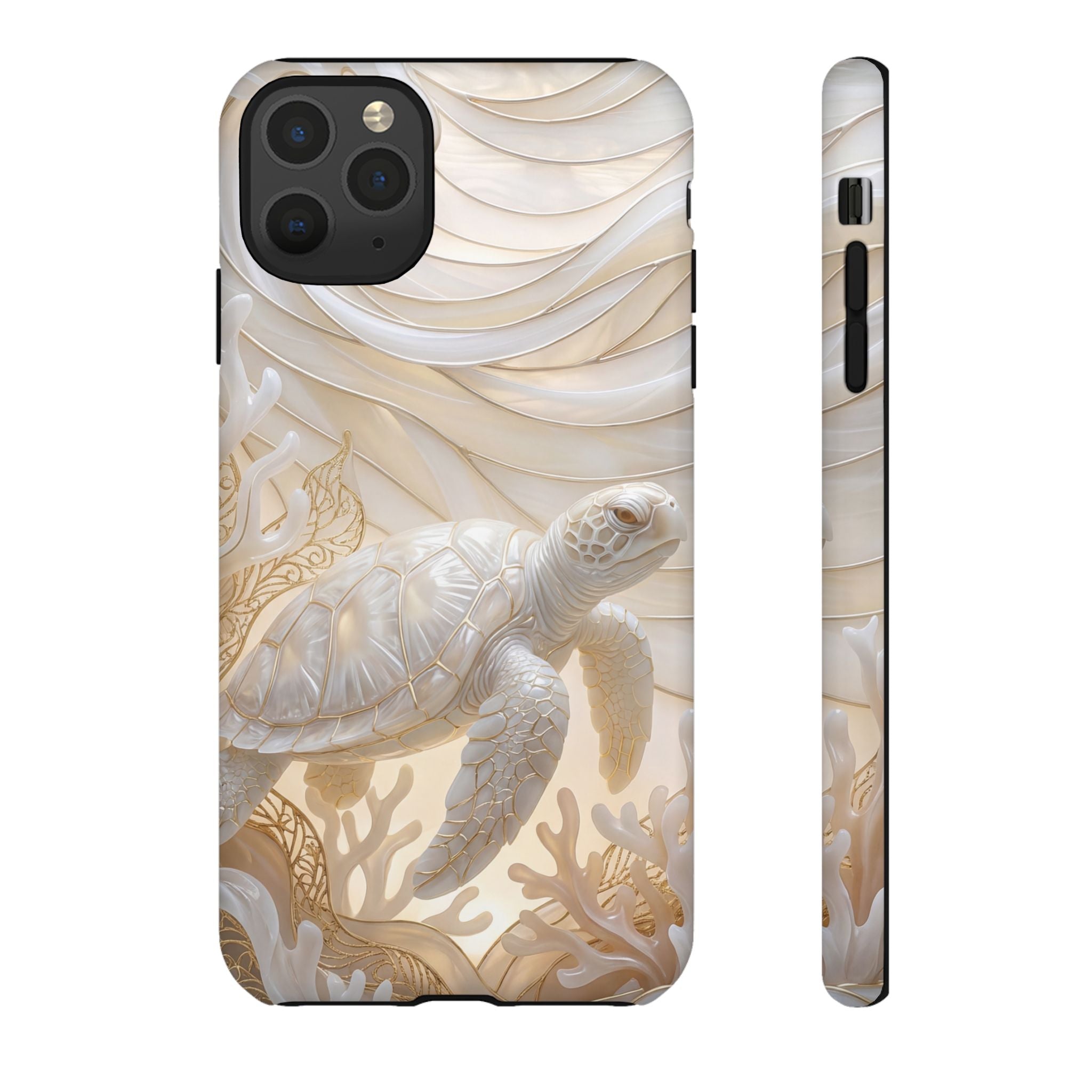 Sea Turtle Tough iPhone Case — Elegant Nautical Coral Design