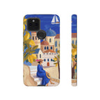 Mediterranean Village Google Pixel Phone Case | Scenic Sailboat & Lemon Grove Design