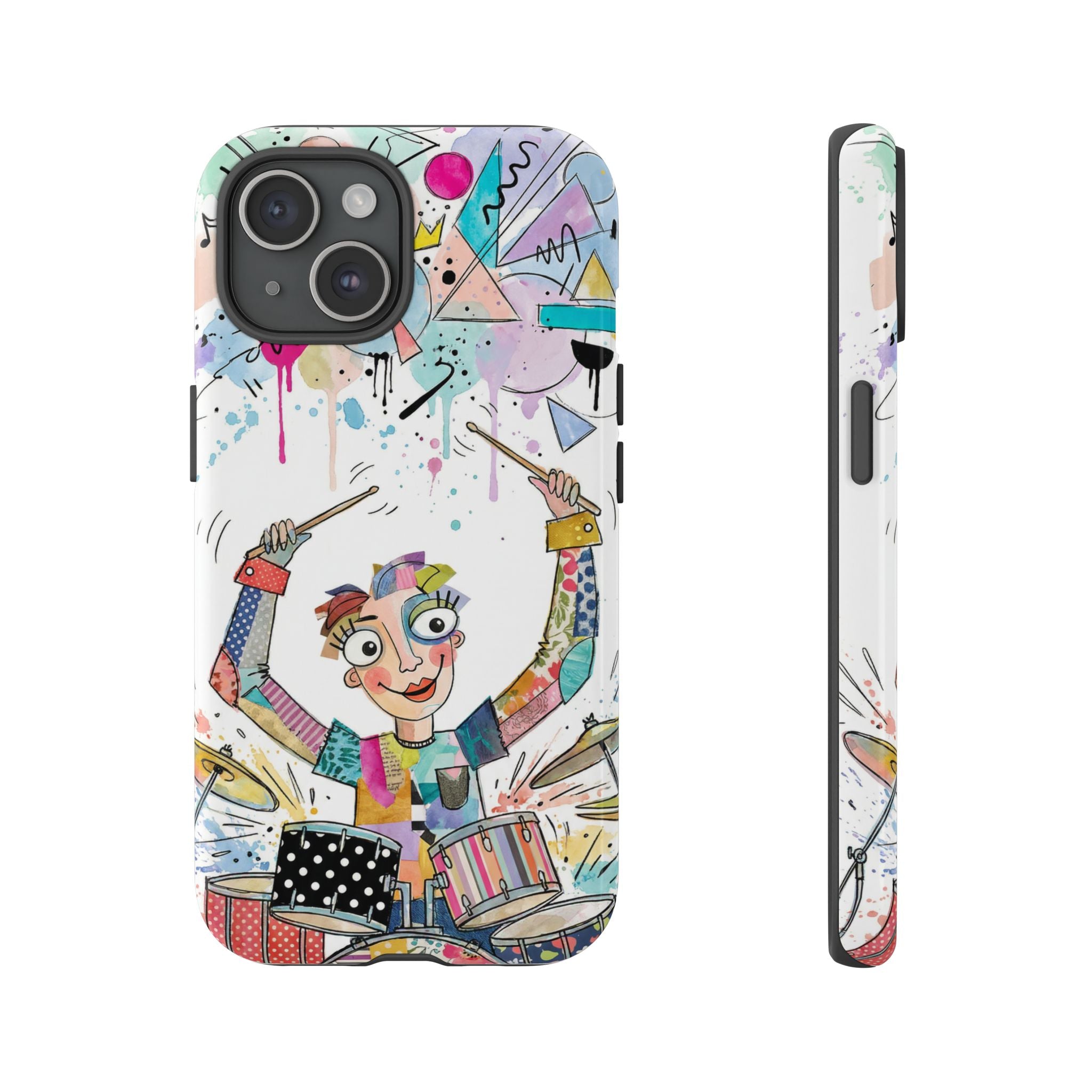 Drummer Boy iPhone Case | Colorful Cartoon Drum Kit Protective Cover