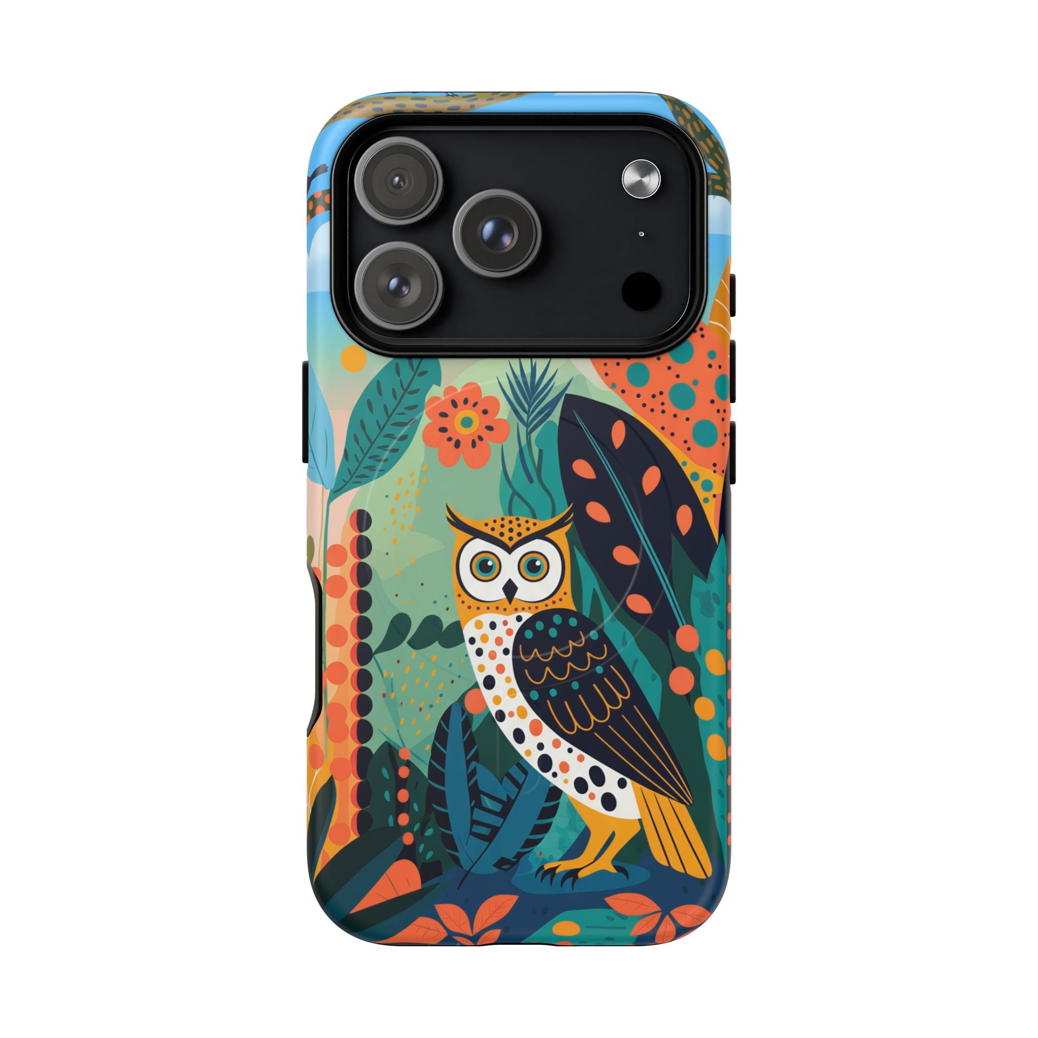 Botanical Forest Colourful Owl MagSafe iPhone Case