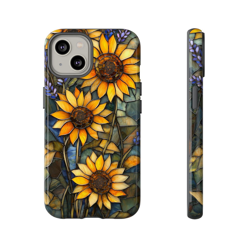 Sunflower Stained Glass Tough iPhone Case | Floral Protective Cover