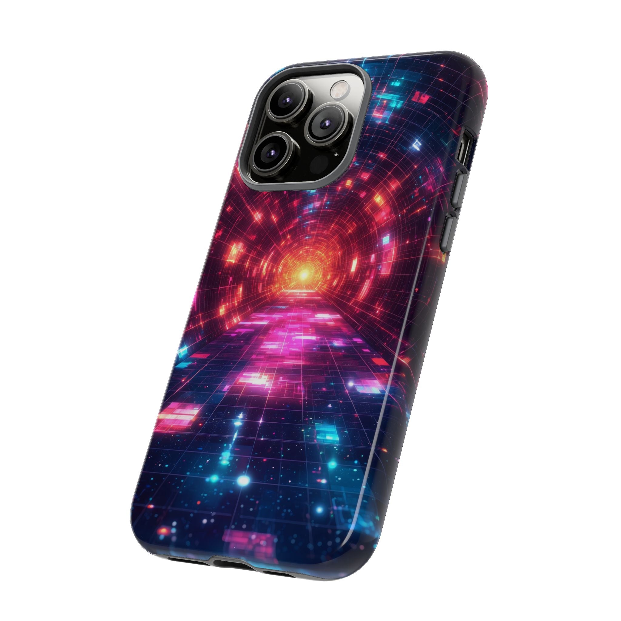 Neon Tunnel Tough iPhone Case — Retro Futuristic Galaxy Design