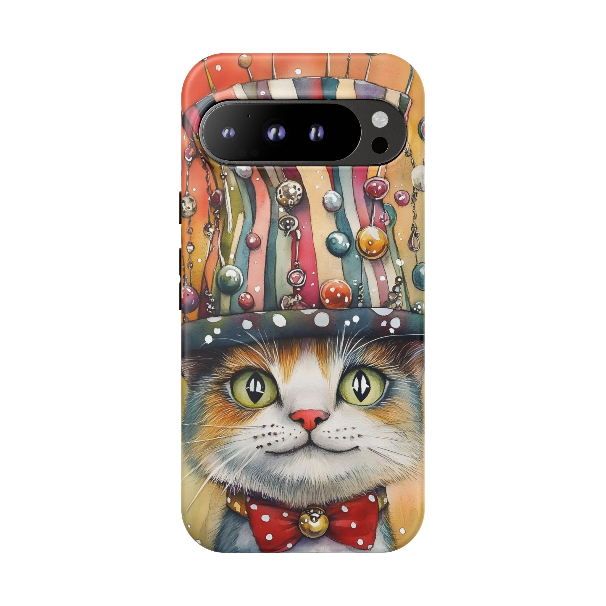 Cat in Colorful Top Hat Google Pixel Case — Whimsical Cat Art iPhone Case