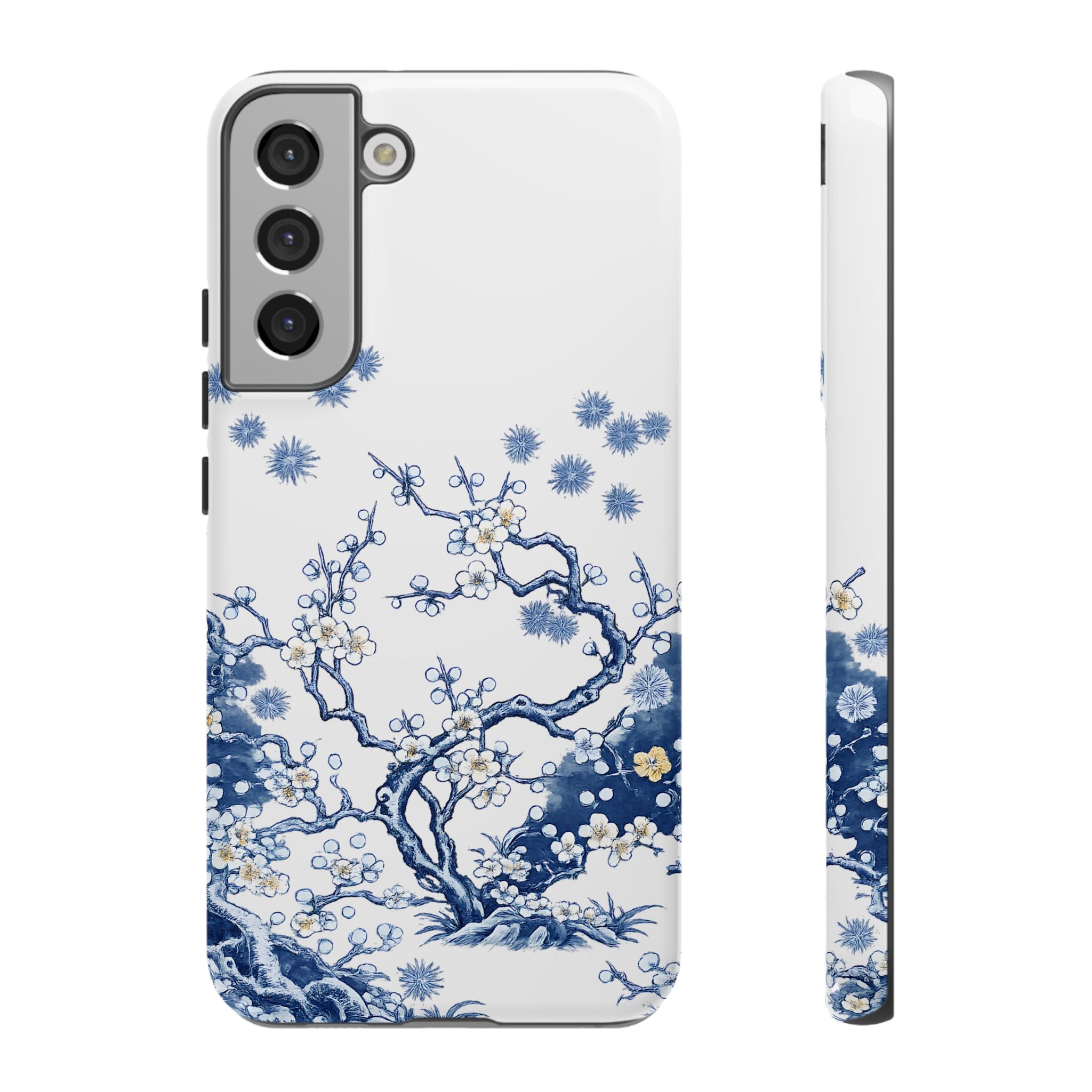 Vintage Blue White Porcelain Samsung Galaxy Phone Case | Chinoiserie Floral Tough Cover