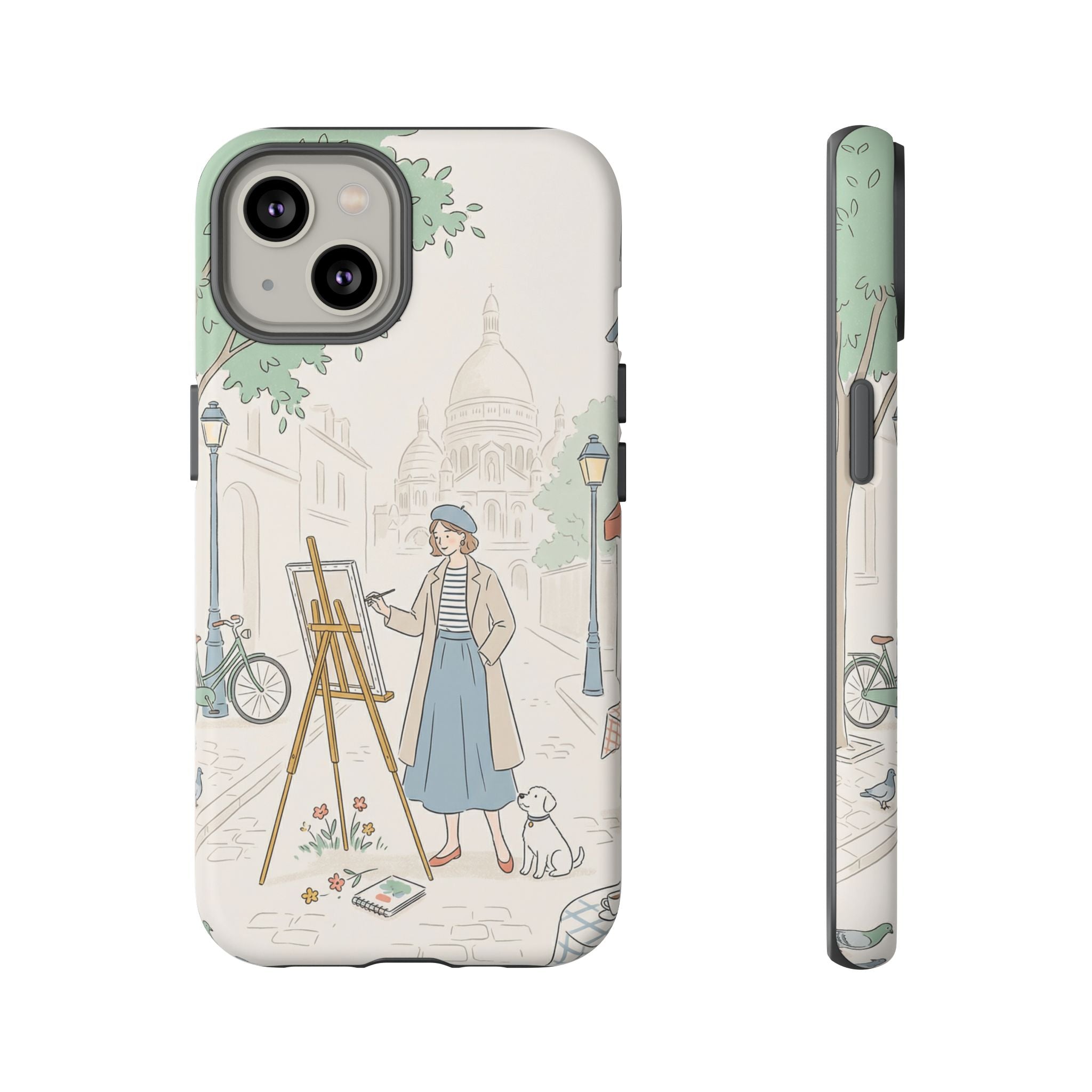 Artist in Paris iPhone Case | Vintage Painter Street Scene Protective Cover