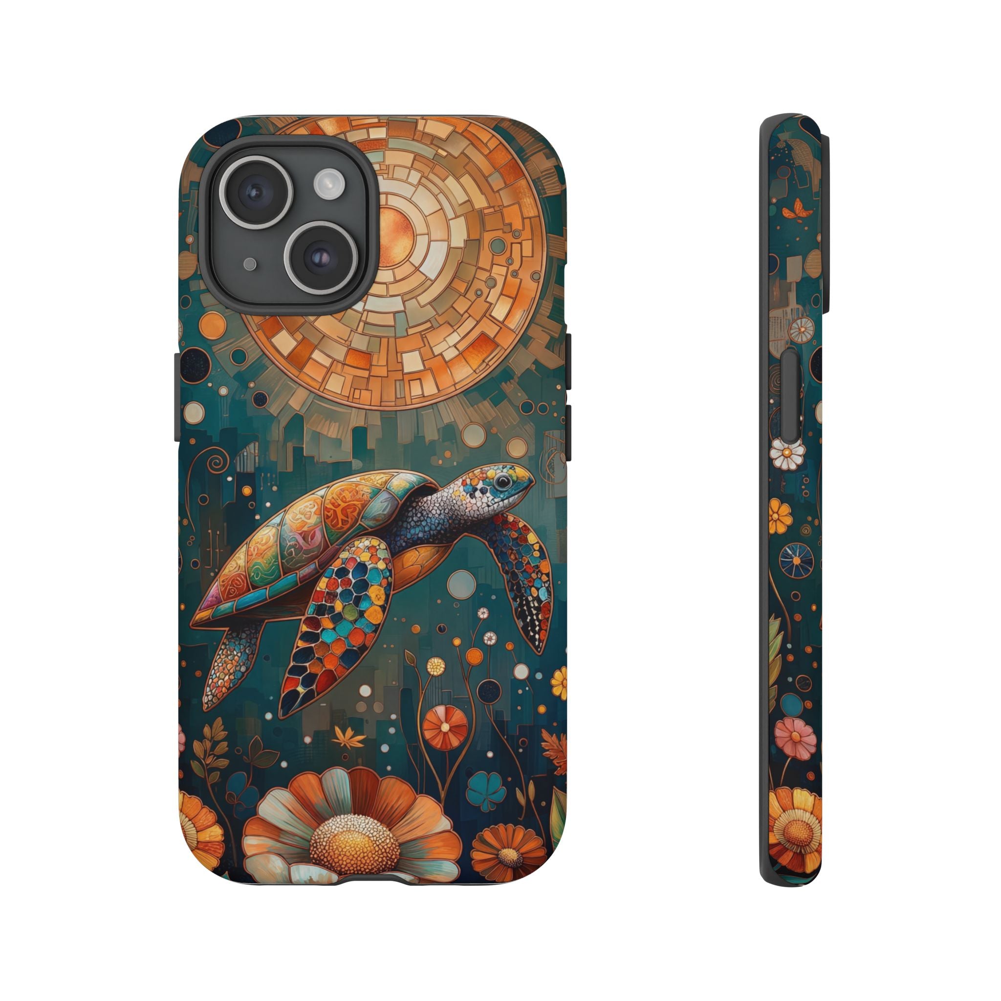 Sea Turtle Mosaic iPhone Case | Artistic Ocean Nature Protective Cover
