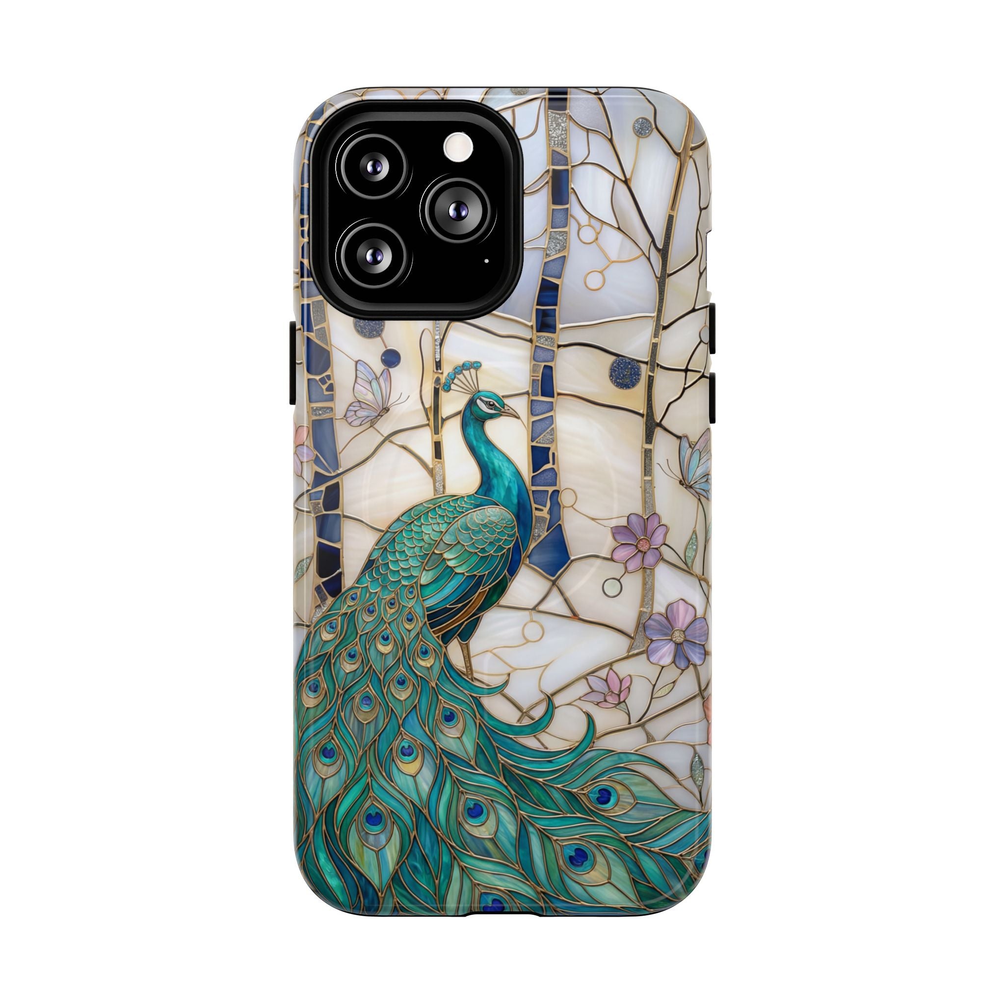 Peacock Stained Glass Tough MagSafe Phone Case