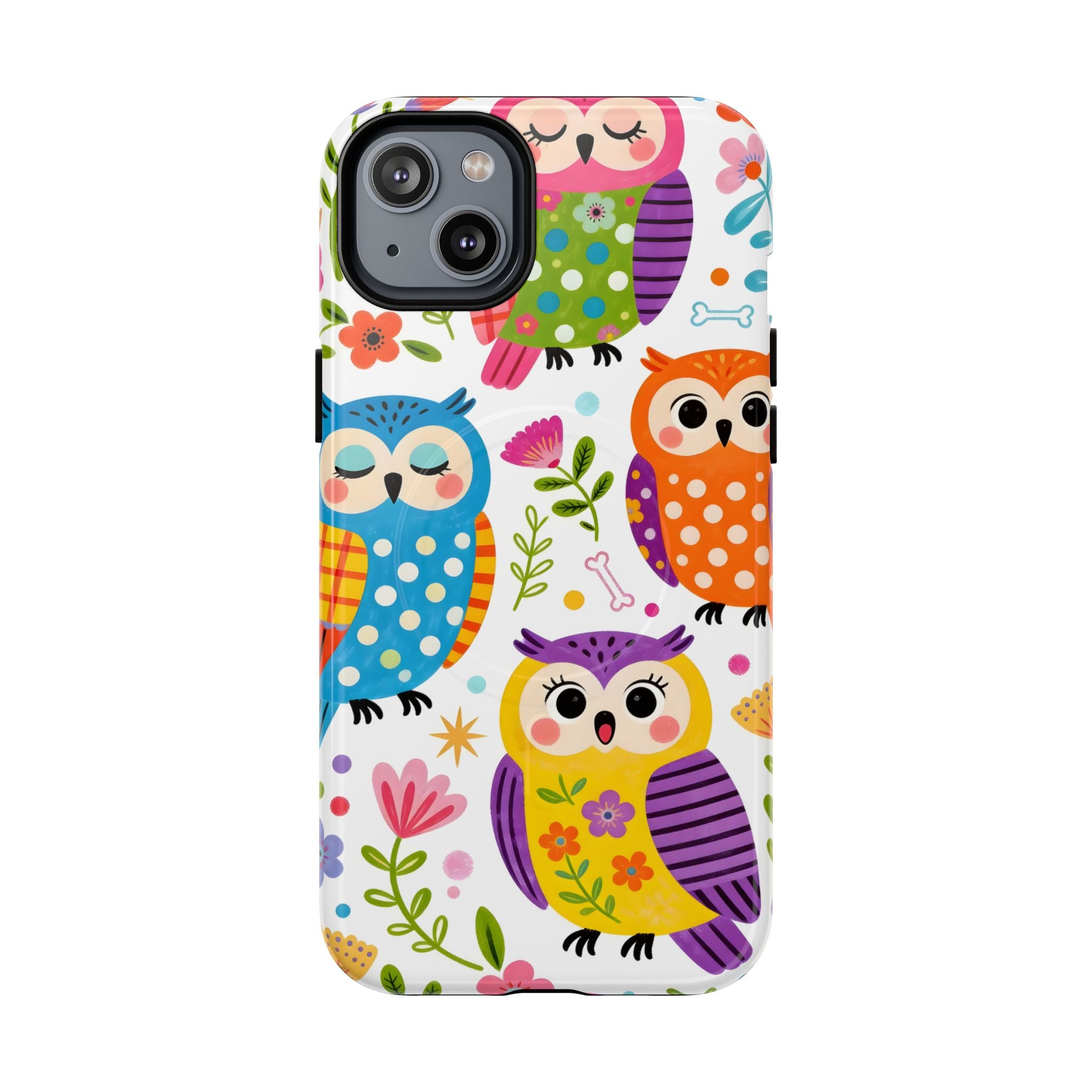 Cute Colorful Owls MagSafe iPhone Case | Cute Owl Pattern Tough Case