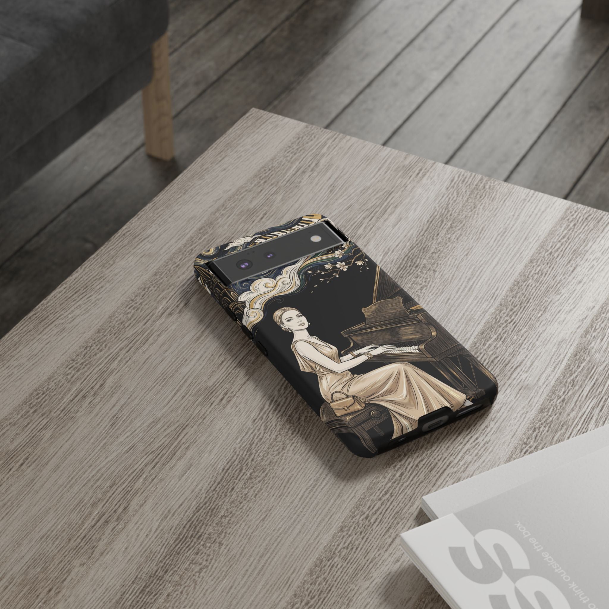 Elegant Piano Woman Google Pixel Phone Case | Vintage Art Deco Music Design