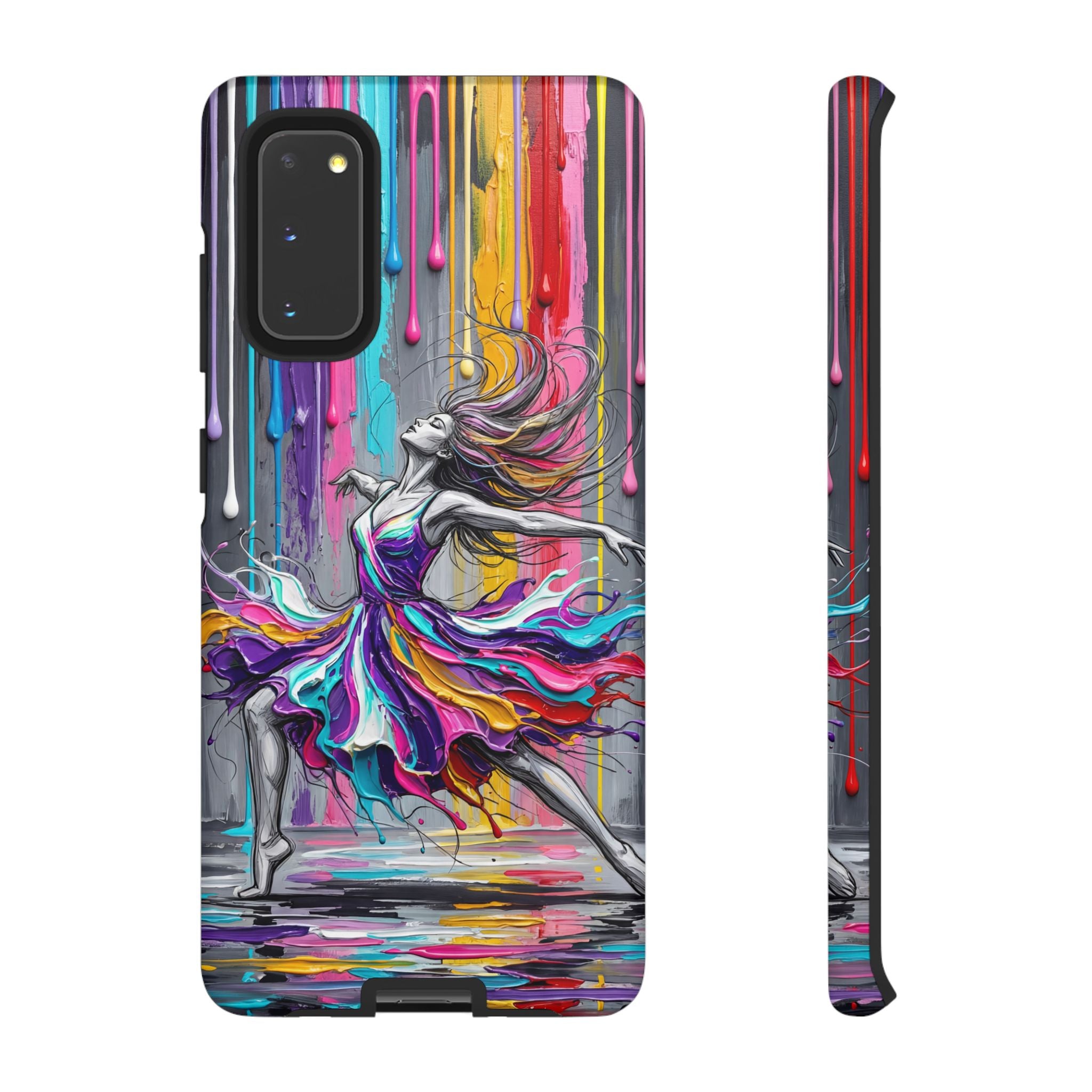Colorful Dancer Tough Samsung Galaxy Phone Case | Vibrant Drip Art Protective Cover
