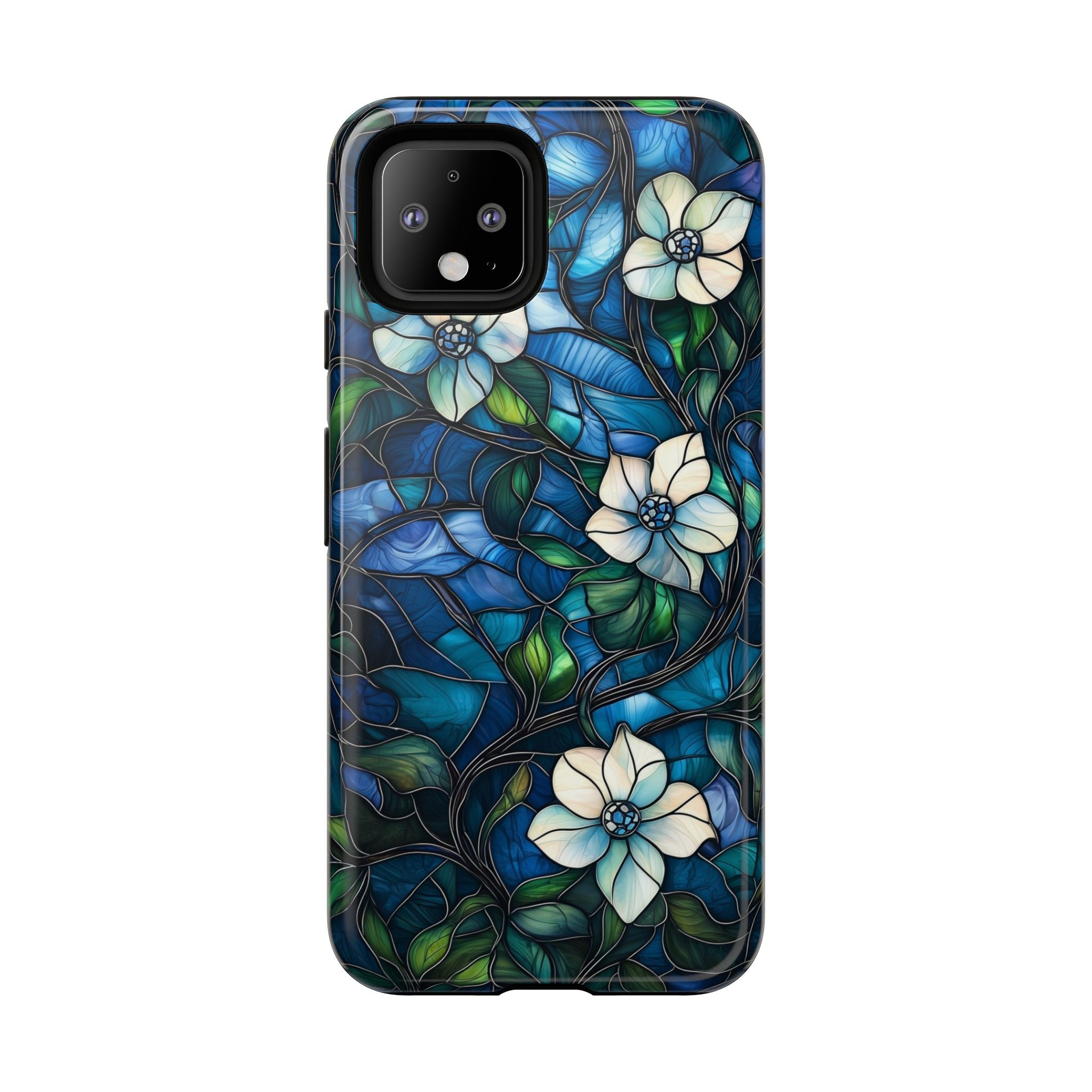 Floral Stained Glass Google Pixel Case – Blue Garden