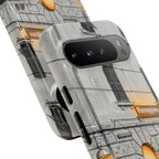 Cinque Terre Train Station Google Pixel Case | Black & White Sketch with Warm Yellow Accents