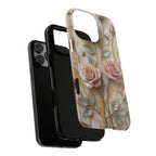 Custodia protettiva resistente per iPhone con motivo floreale rosa cipria vintage