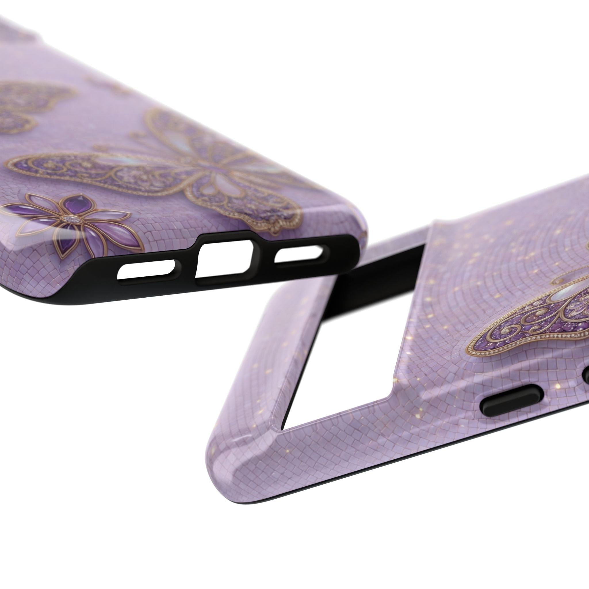 Purple Butterfly Tough Google Pixel Phone Case | Sparkling Floral Protective Cover