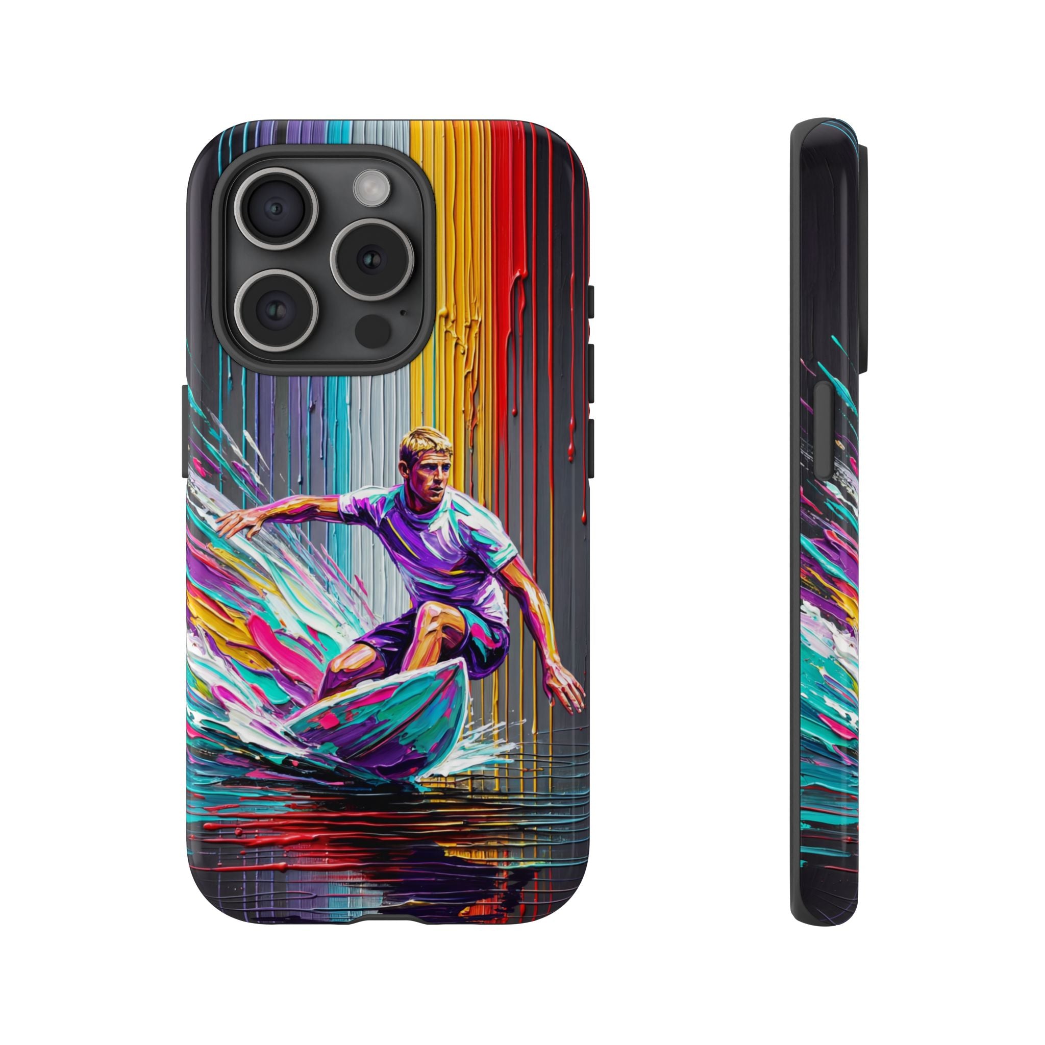 Surfing Art iPhone Case | Colourful Wave Surfer Protective Cover