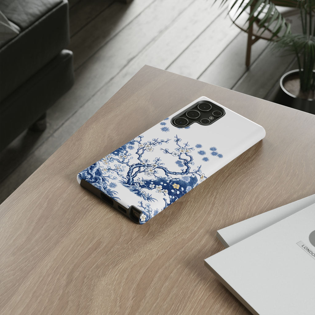 Vintage Blue White Porcelain Samsung Galaxy Phone Case | Chinoiserie Floral Tough Cover