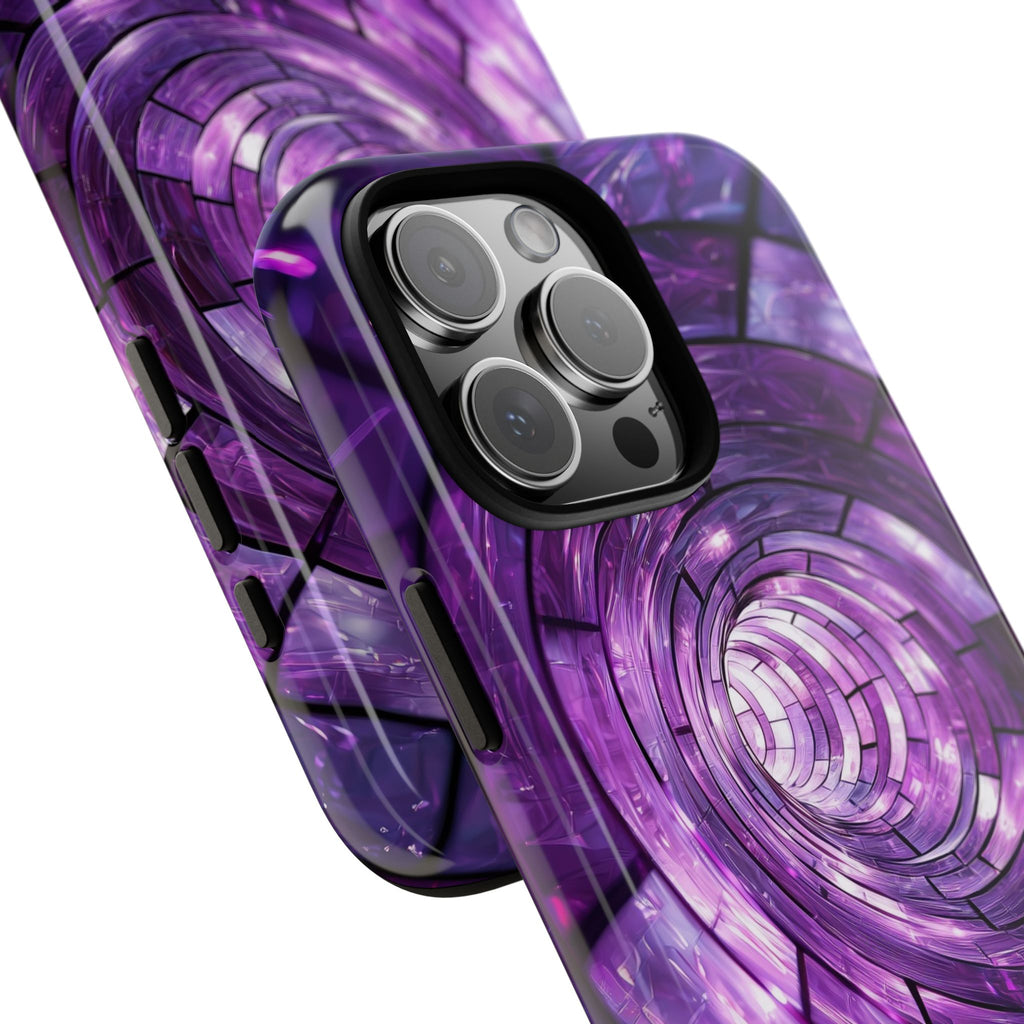 Purple Vortex Tough iPhone Case — Abstract Spiral Protective Cover