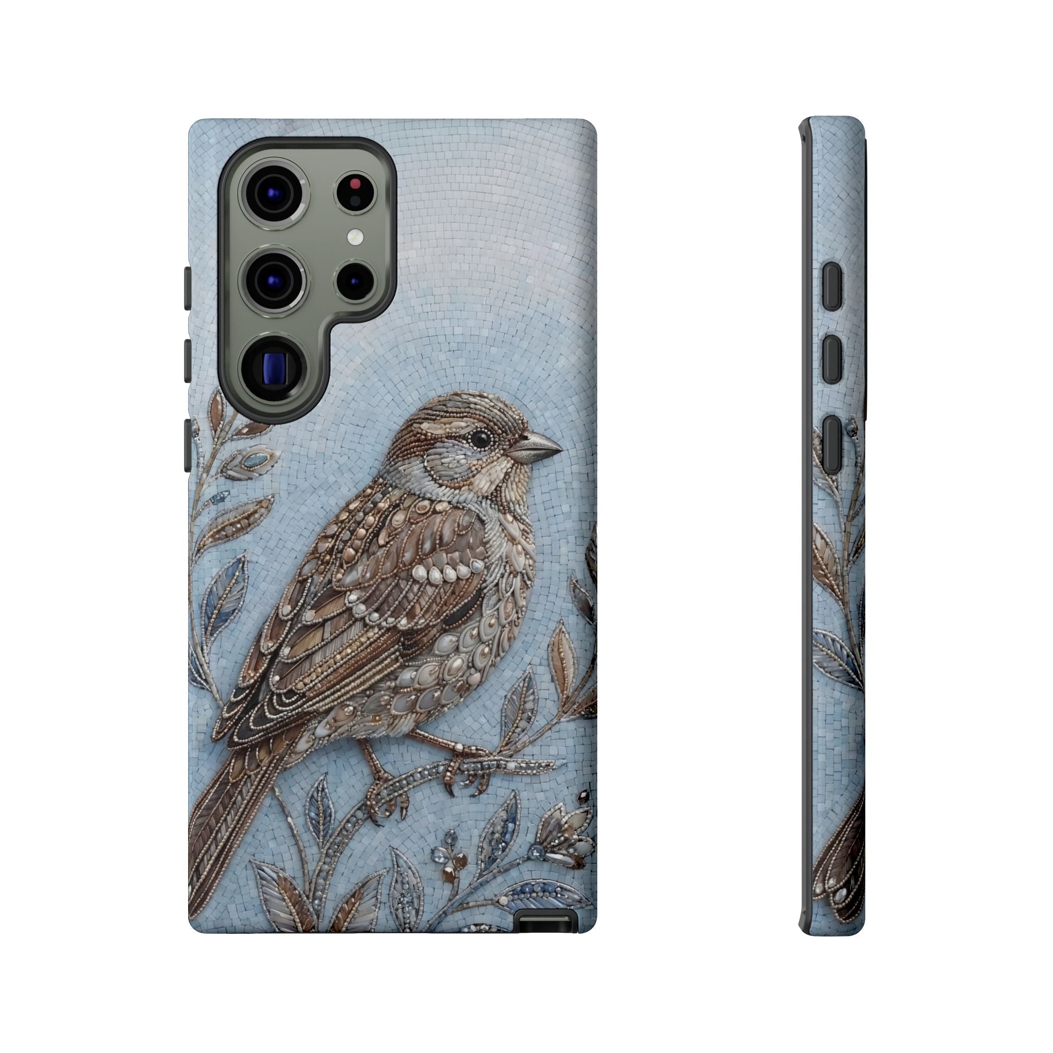 Bird Illustration Samsung Galaxy Phone Case — Sparrow Art Tough Phone Cover