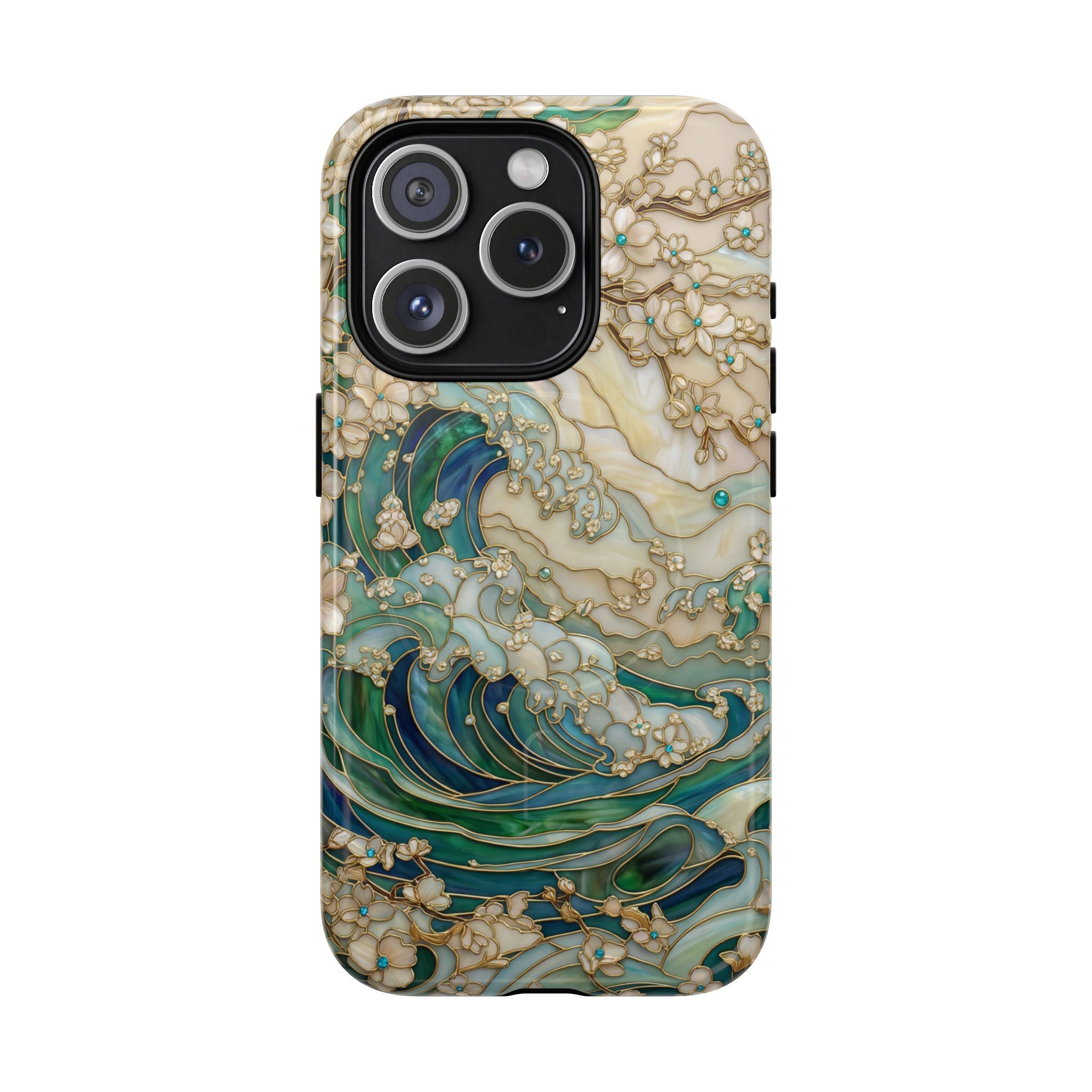 Custodia MagSafe per iPhone Ocean Wave — Custodia resistente con design artistico color acquamarina