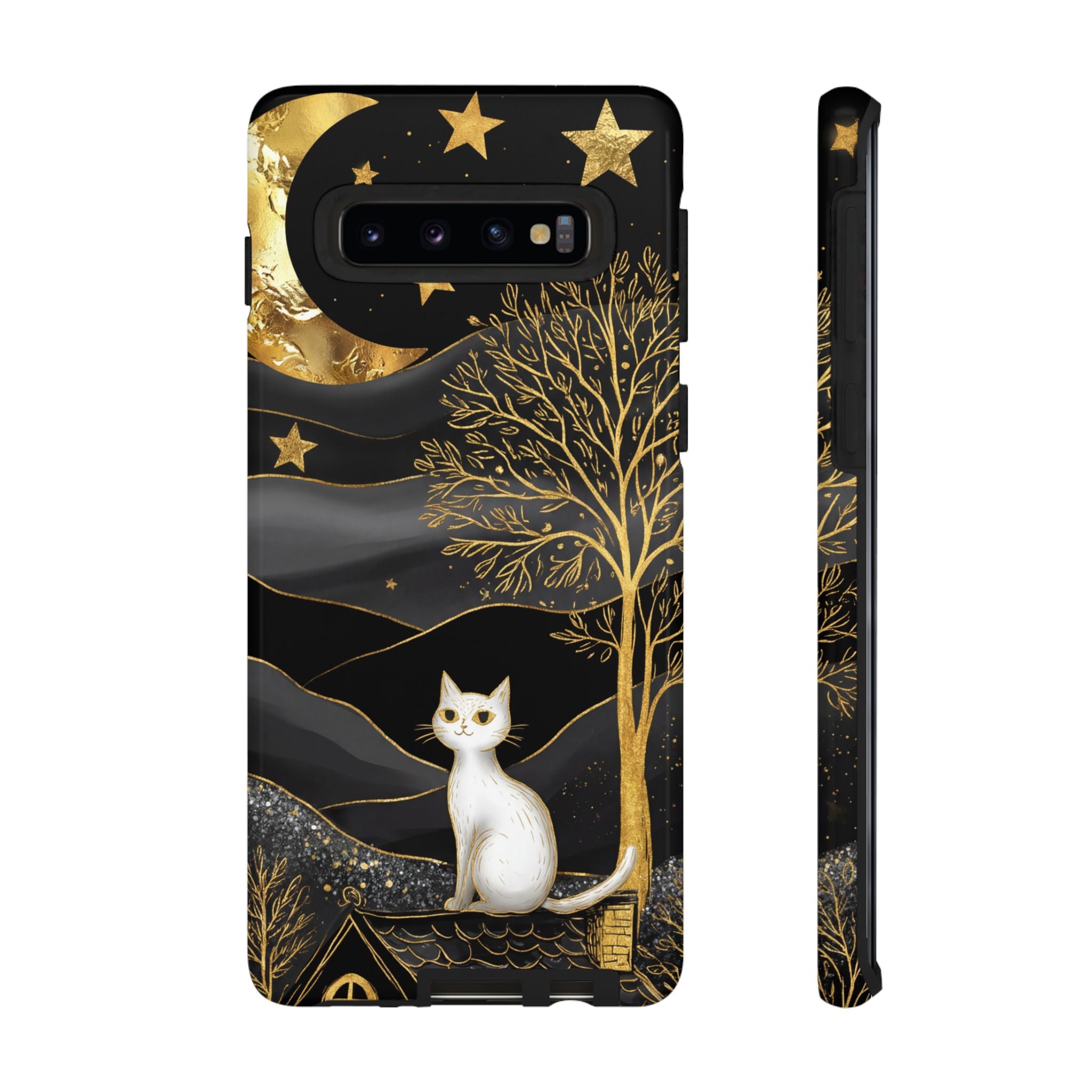 Gold Moon & Celestial Cat Samsung Galaxy Case