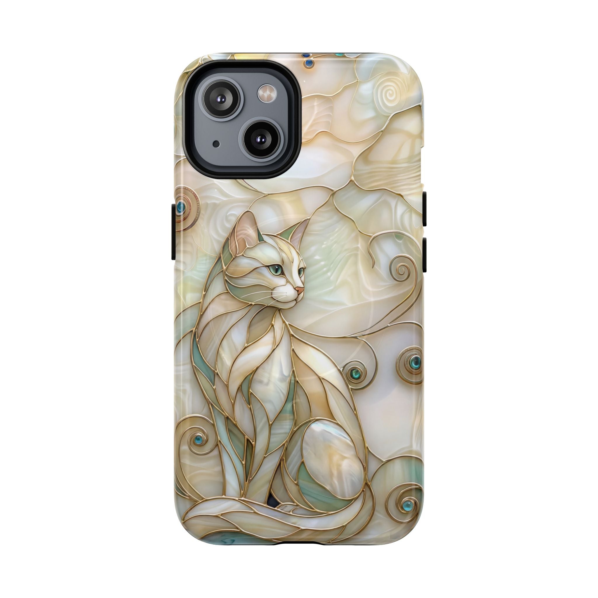 Art Nouveau Cat Phone Case | Elegant Stained-Glass Style Tough MagSafe Case
