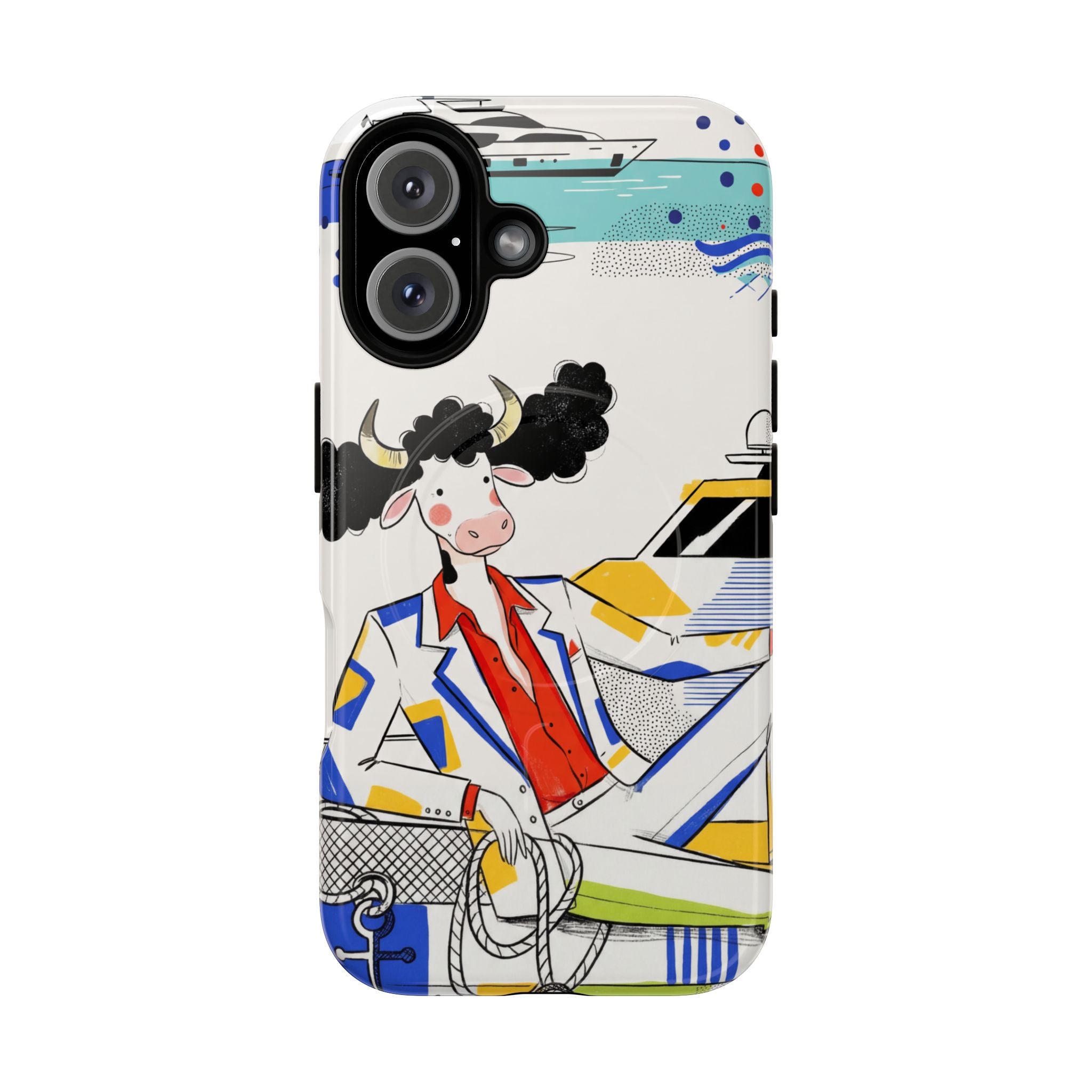 Nautical Cow Graphic Protective MagSafe iPhone Case
