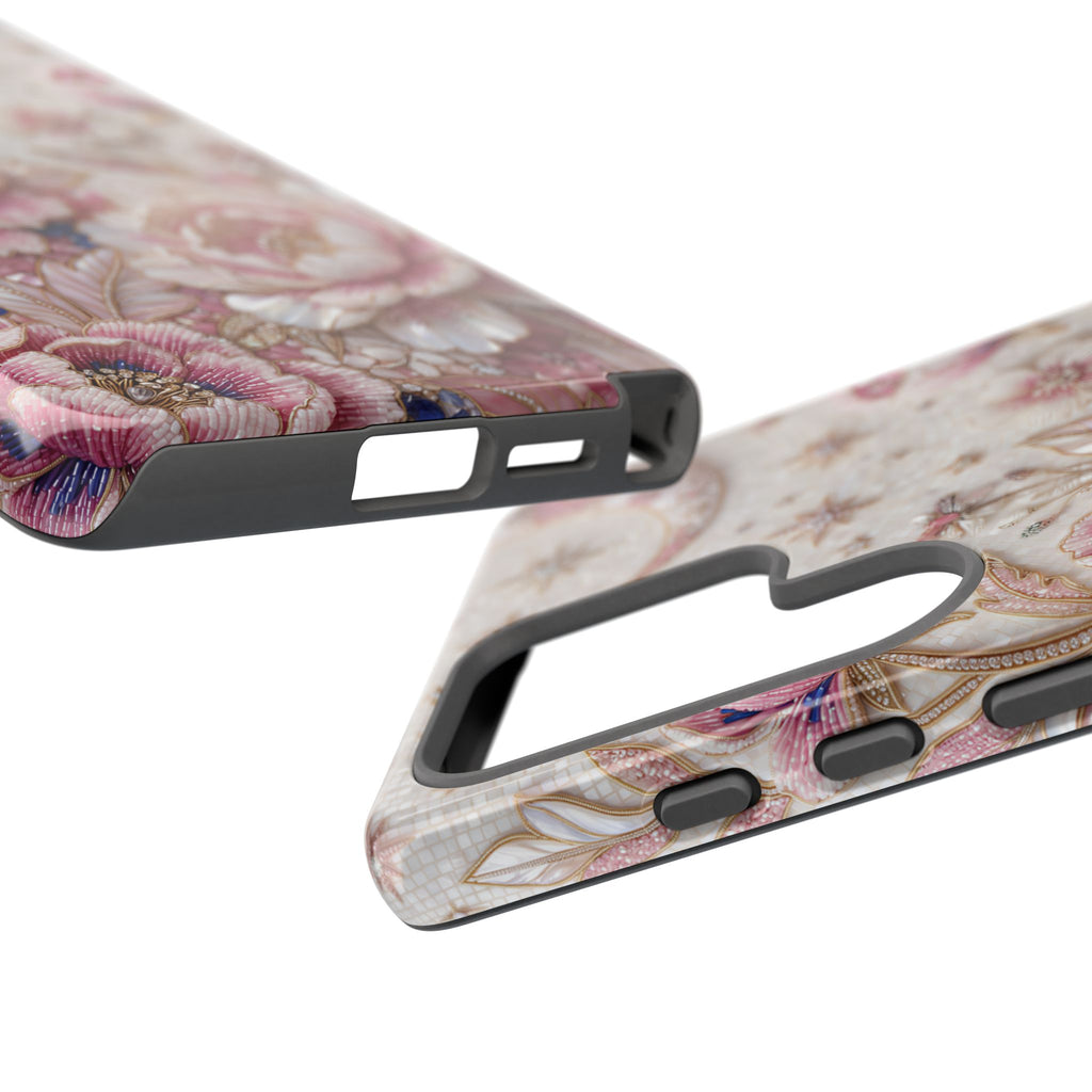 Custodia Rigida per Telefono Samsung Galaxy Floral Moon | Cover Protettiva con Peonia Rosa Vintage
