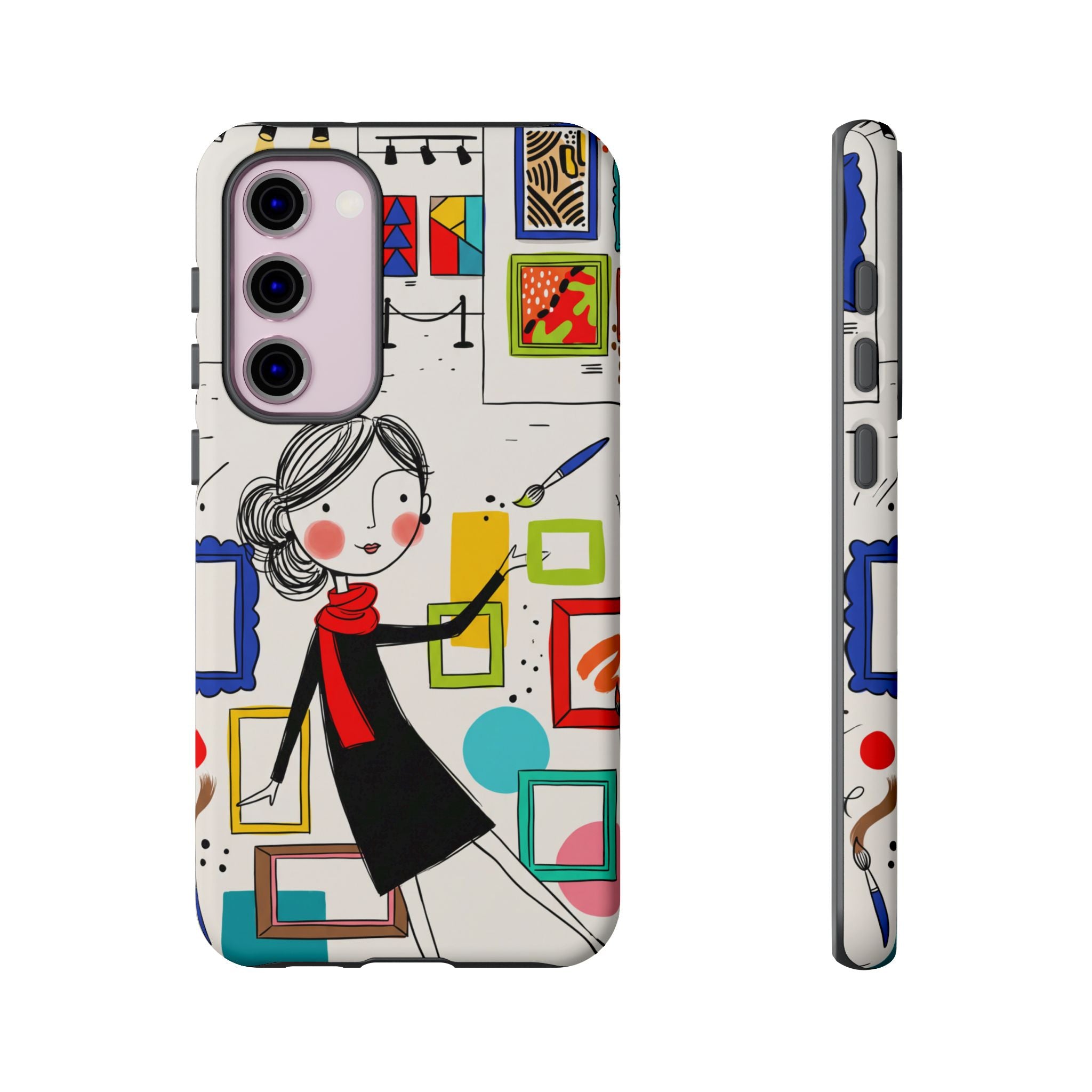 Art Gallery Illustration Samsung Galaxy Phone Case | Cute Woman with Frames Design