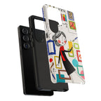Custodia per telefono Samsung Galaxy con illustrazione Galleria d'arte | Donna carina con design di cornici
