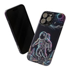 Custodia per iPhone a tema astronauta ed esploratore spaziale al neon