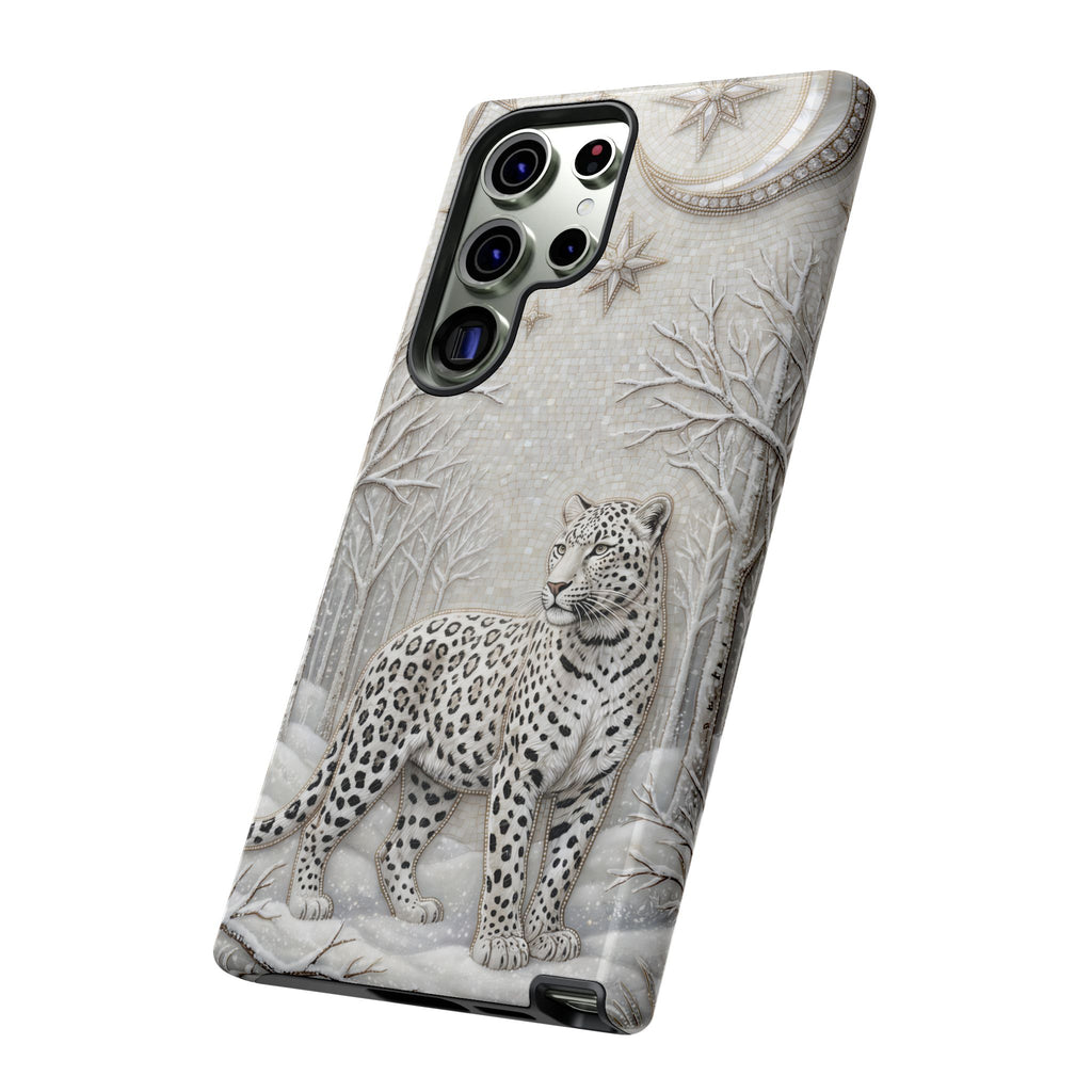 Snow Leopard Samsung Galaxy Phone Case | Winter Moon Forest Protective Phone Cover