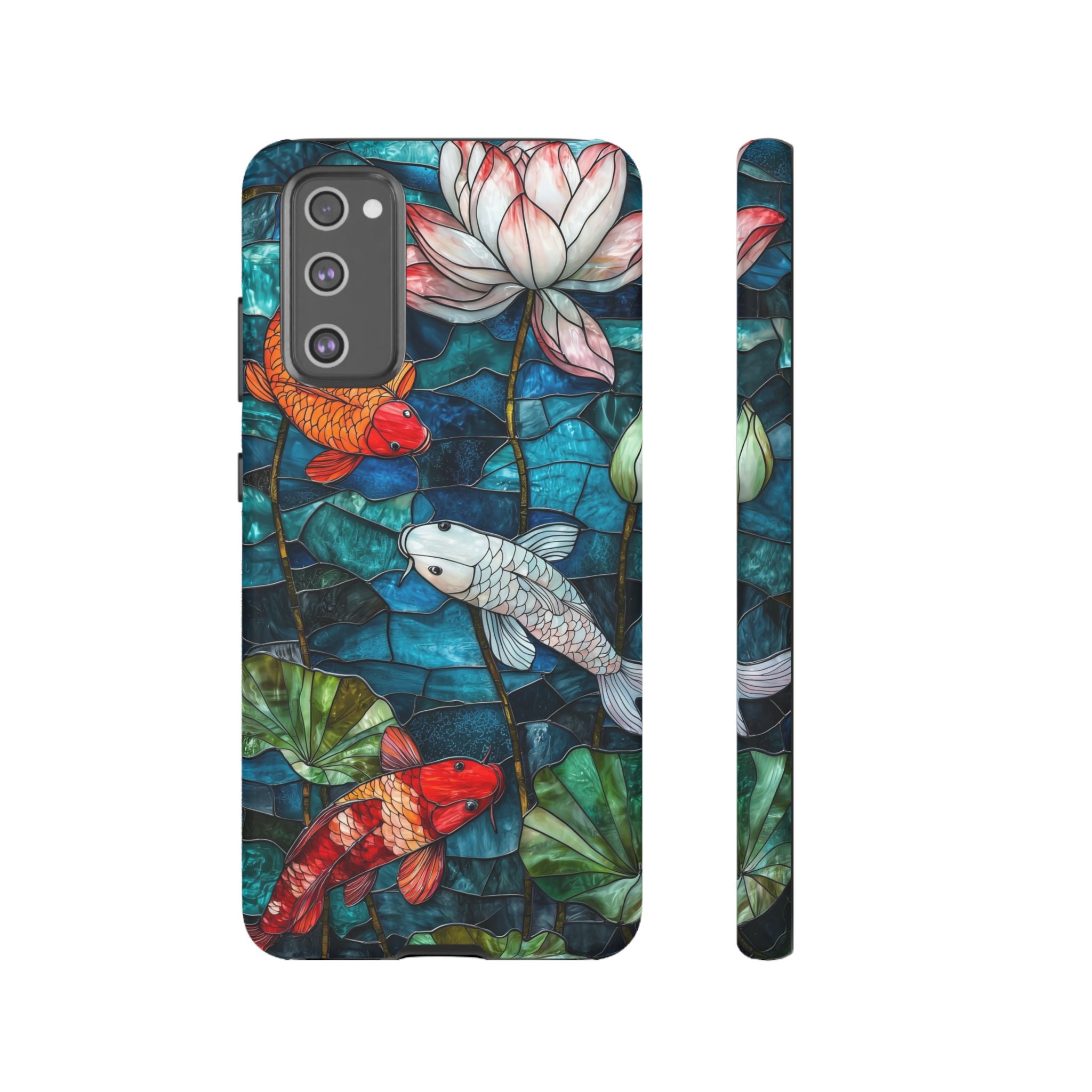 Koi Pond Tough Samsung Galaxy Case — Stained Glass Lotus & Koi Design