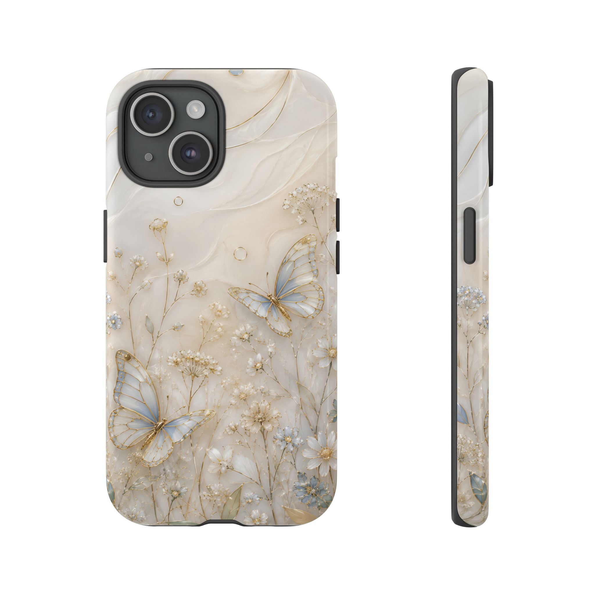 Butterfly Floral iPhone Case | Cottagecore Meadow Art Cover