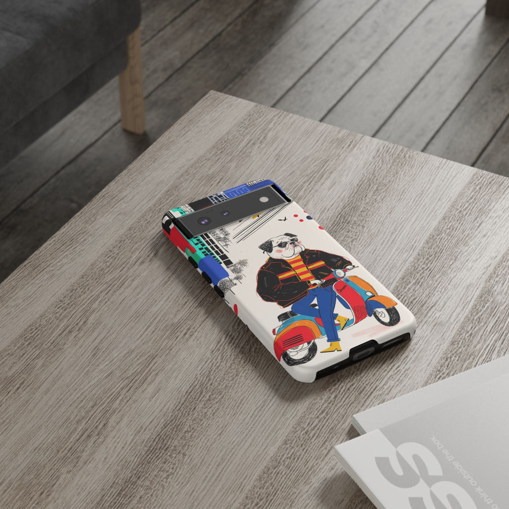 Bulldog Vespa Google Pixel Phone Case | Retro Scooter Dog Protective Cover