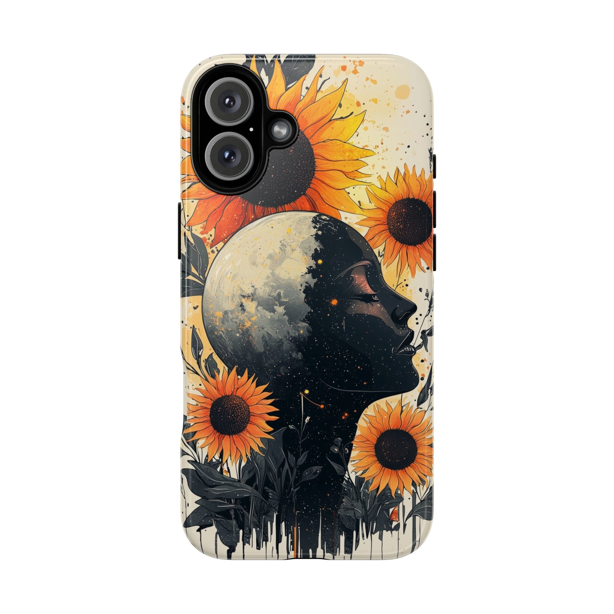 Sunflower Moon Art iPhone Case | Floral Celestial