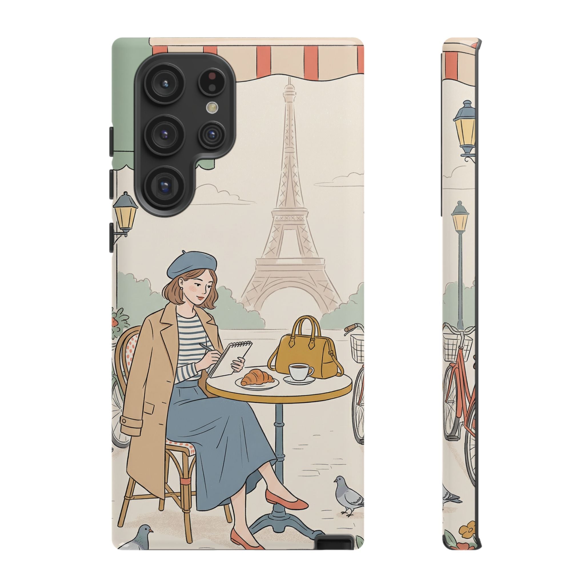 Paris Cafe Samsung Galaxy Phone Case | Cute Vintage Eiffel Tower Travel