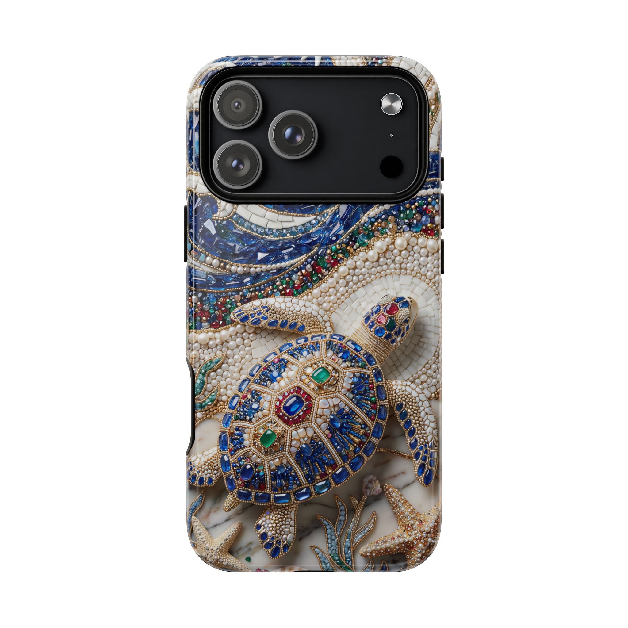 Sea Turtle Mosaic MagSafe iPhone Case – Decorative Ocean Art Protective Case