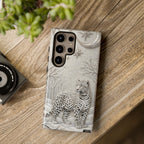 Snow Leopard Samsung Galaxy Phone Case | Winter Moon Forest Protective Phone Cover