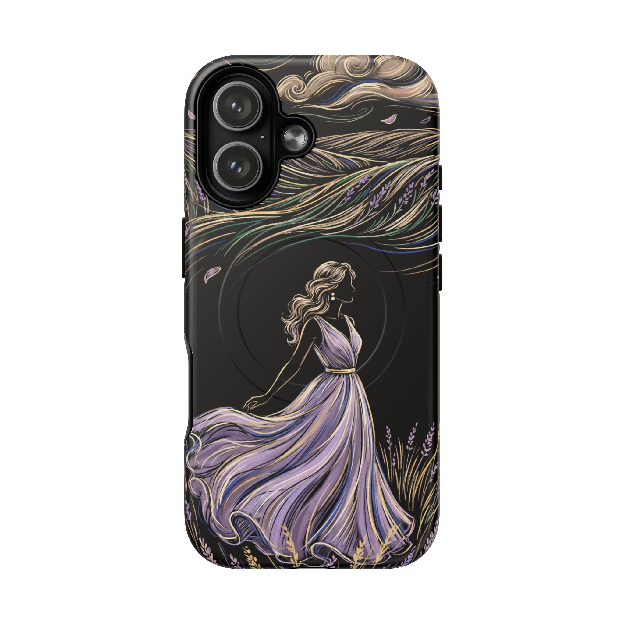 Lavender Breeze MagSafe iPhone Case | Elegant Dancing Woman Floral Protection
