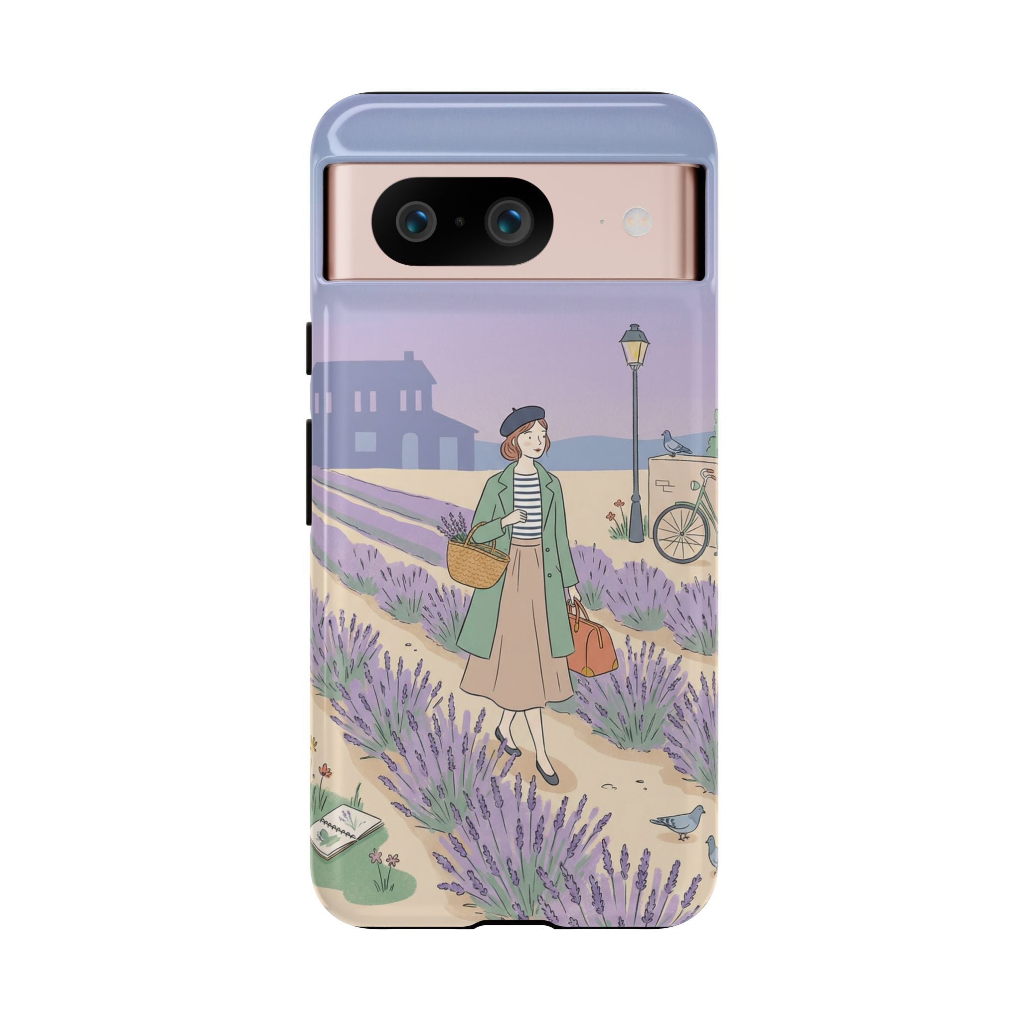 Lavender Field Google Pixel Phone Case | Vintage Travel Illustration Protective Case