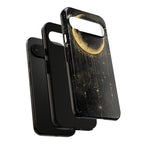 Moonlit Crescent Tough Google Pixel Case | Gold Stars Night Sky