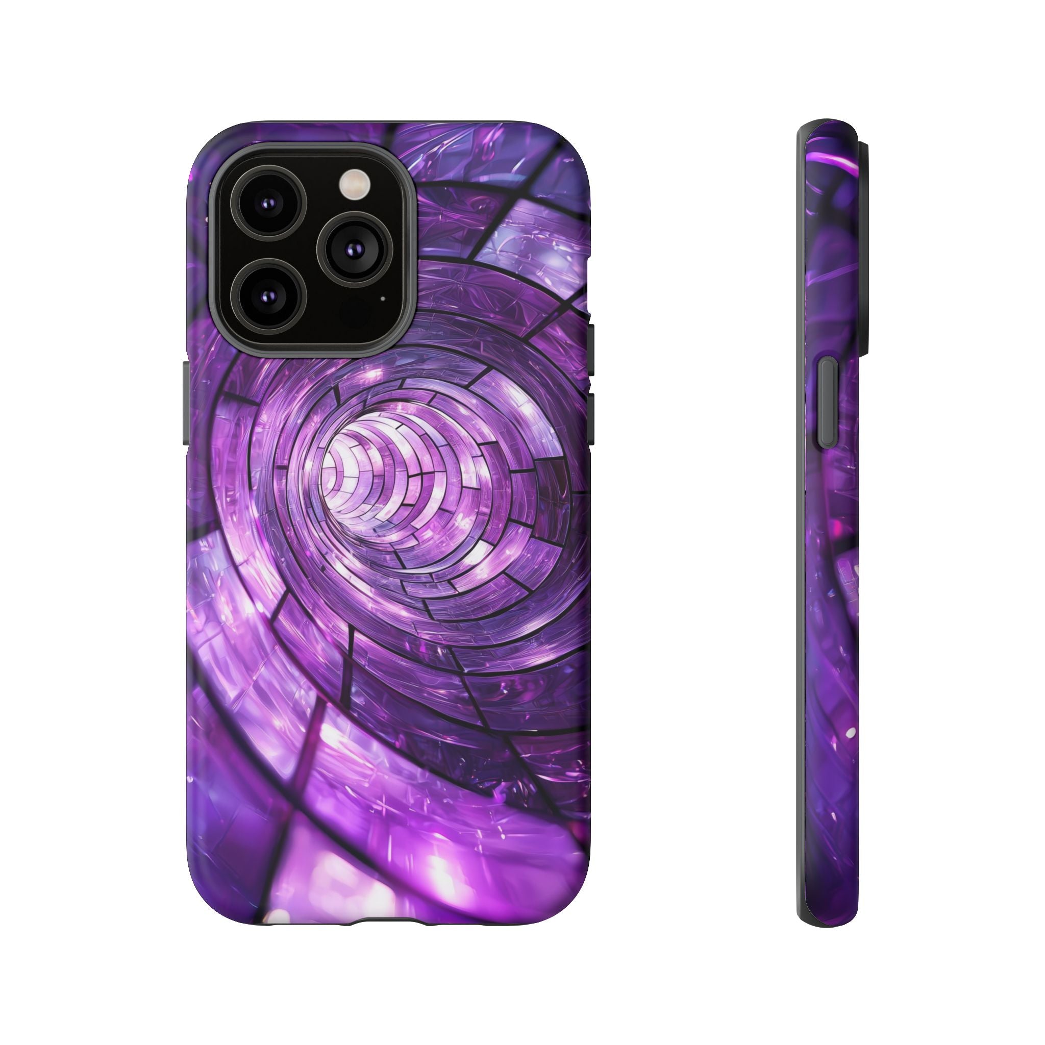 Purple Vortex Tough iPhone Case — Abstract Spiral Protective Cover