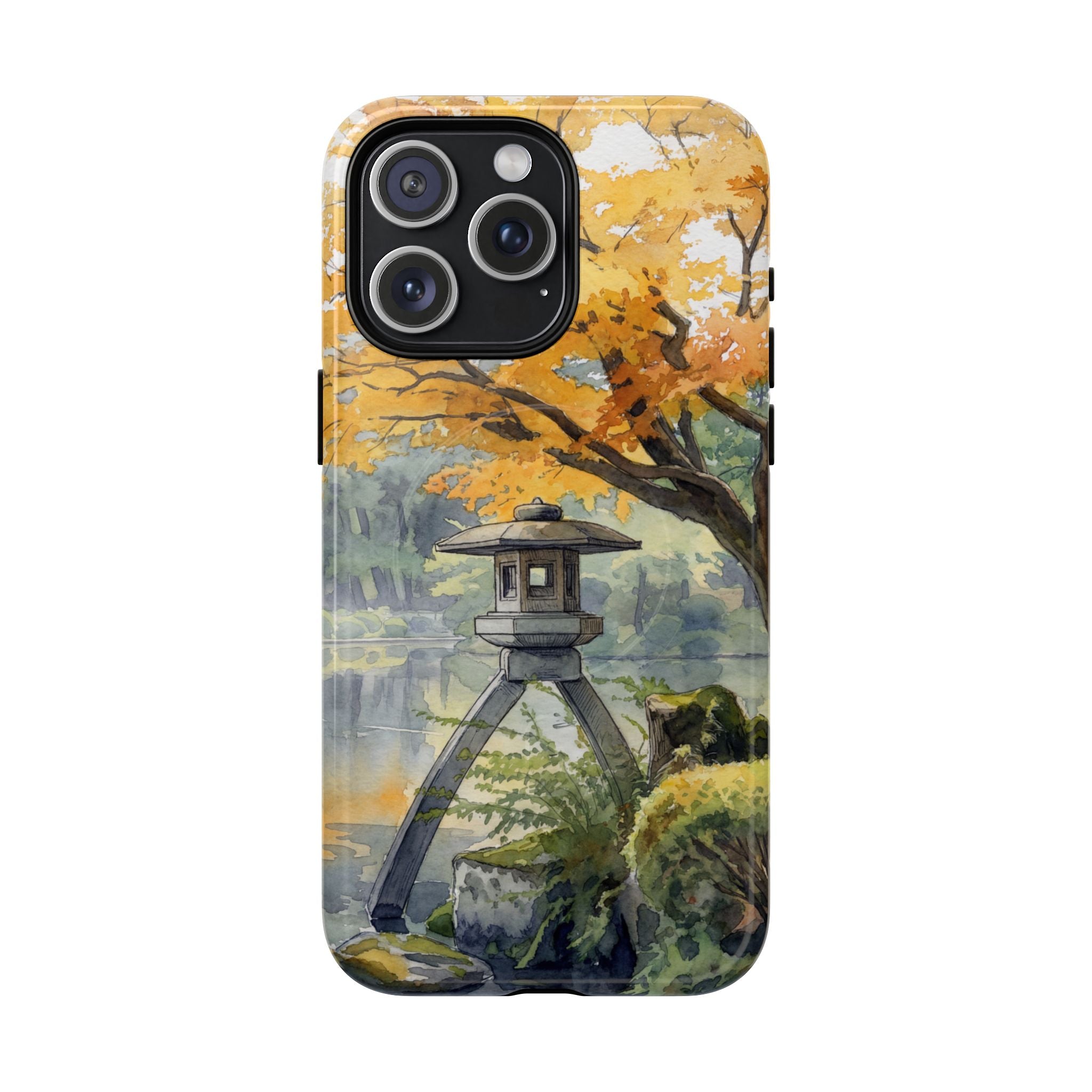 Autumn Japanese Garden MagSafe iPhone Case | Scenic Lantern Fall