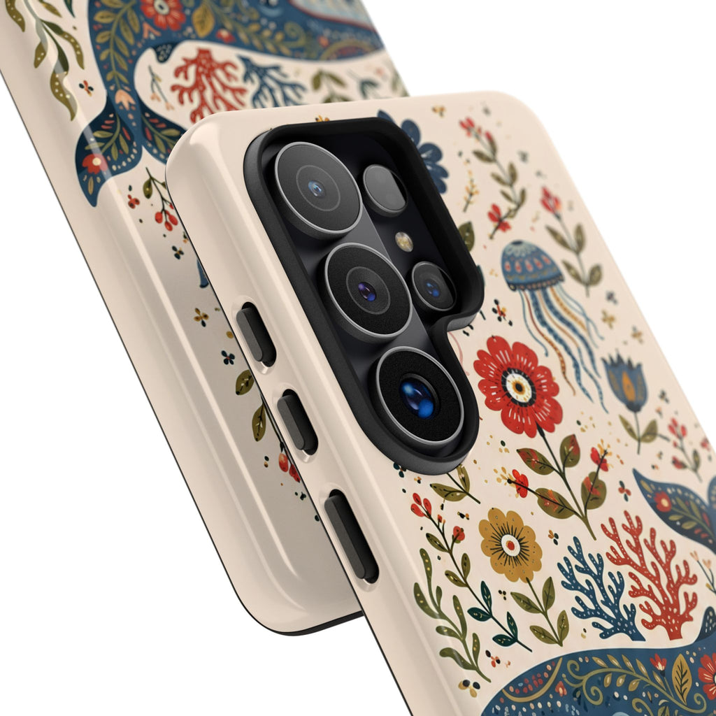Floral Whale Samsung Galaxy Phone Case | Boho Marine Pattern Tough Case