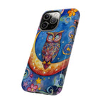 Owl on Crescent Moon iPhone Case — Colourful Whimsical Night Sky Design